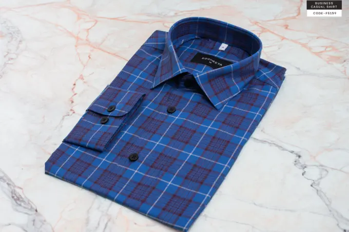Soft Cobalt Magenta Blend Check Shirt(FS159) - Image 6