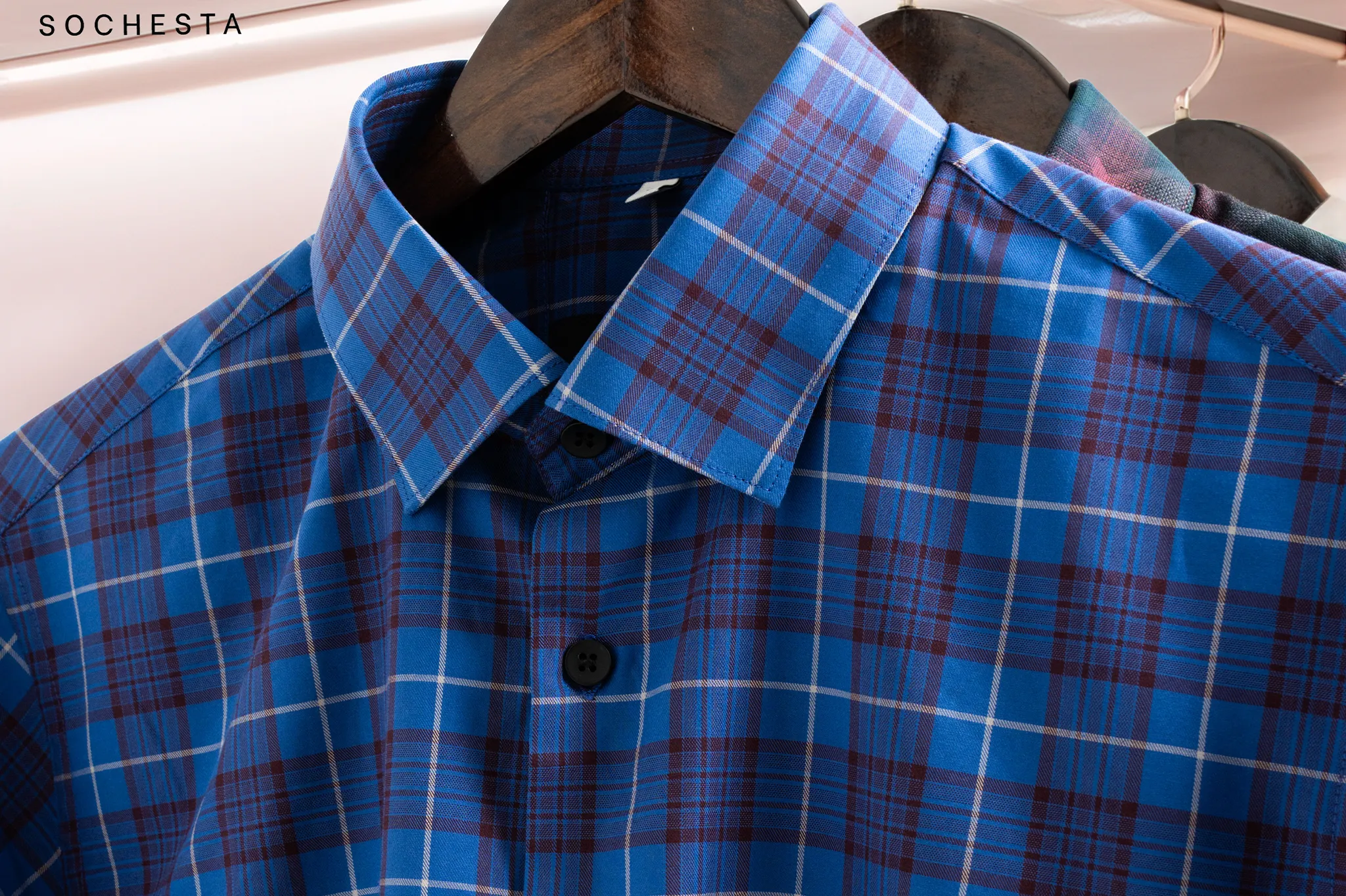 Soft Cobalt Magenta Blend Check Shirt(FS159) - Image 4