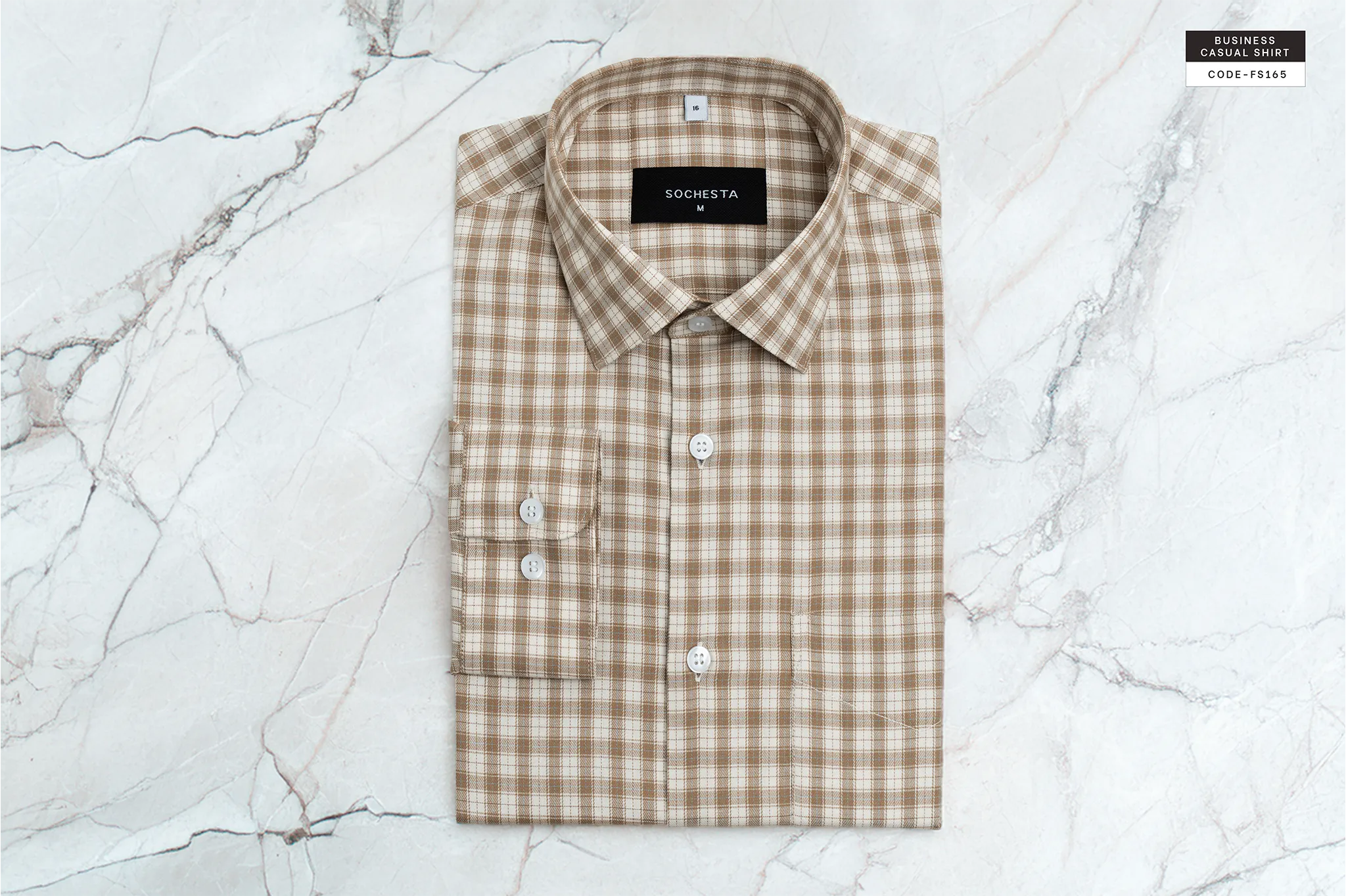 Sandstone Grid Check Soft Shirt(FS165) - Image 2