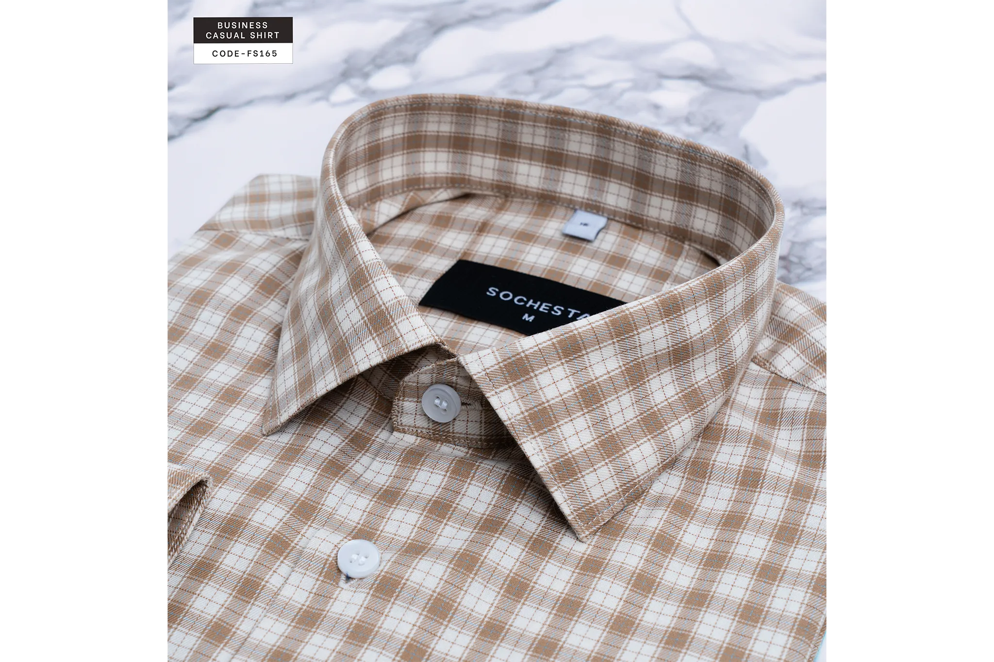 Sandstone Grid Check Soft Shirt(FS165) - Image 4