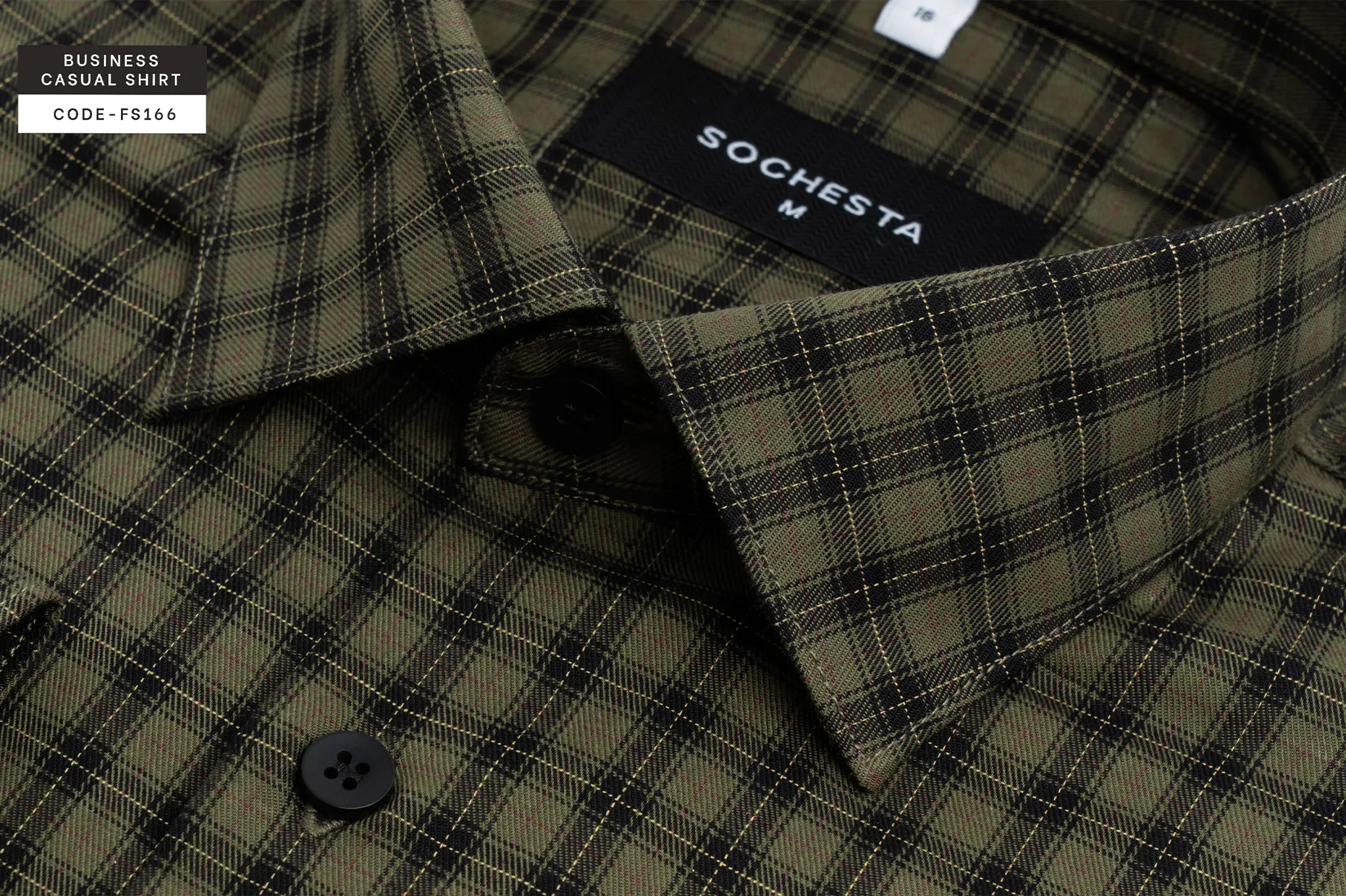 Faded Olive Linework Check Business CasualShirt (FS166)