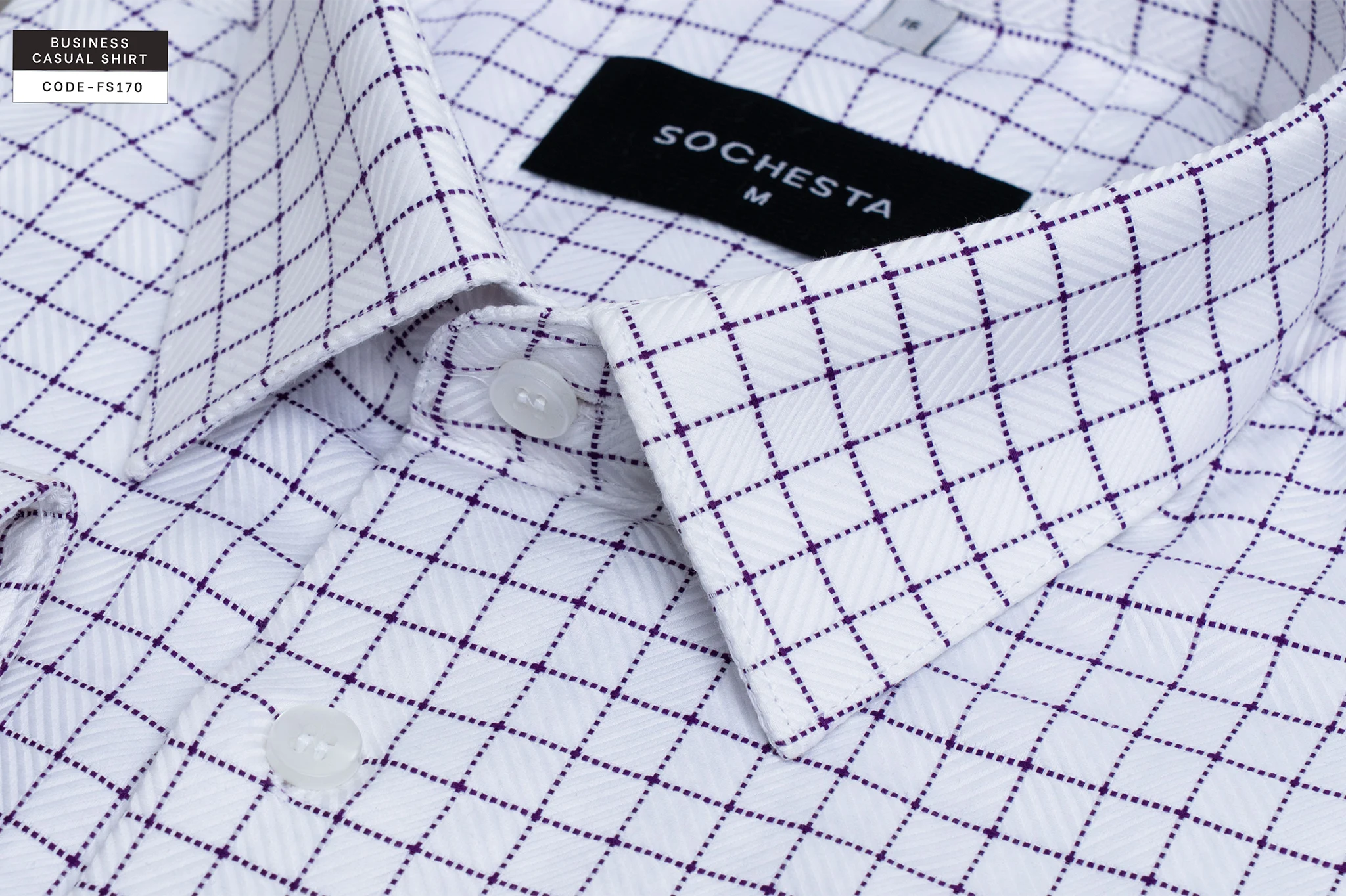 White Prism Check Wrinkle Resistant Shirt(FS170)