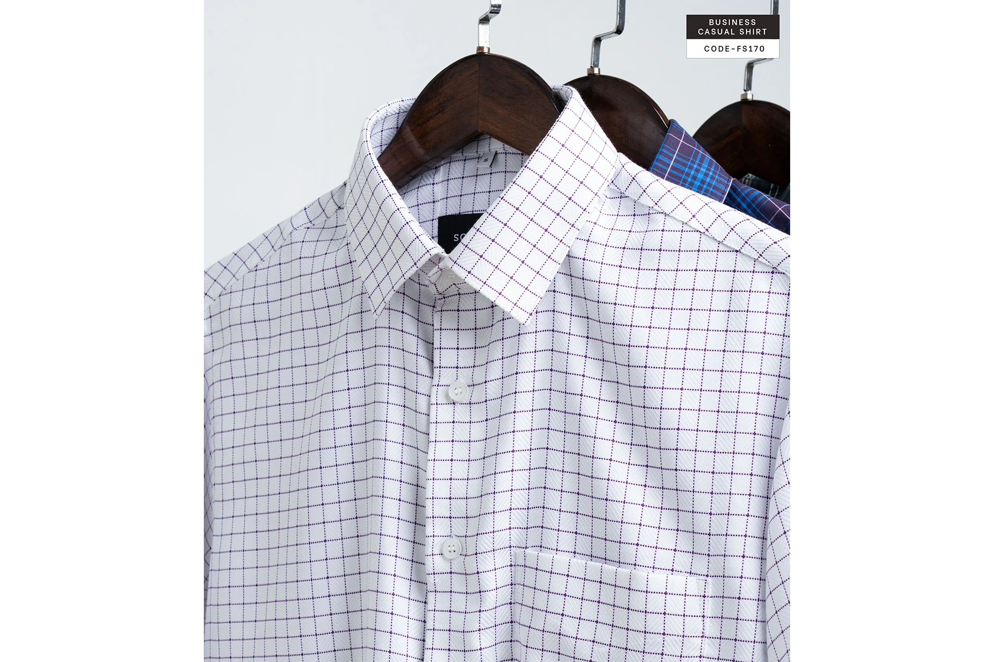 White Prism Check Wrinkle Resistant Shirt(FS170) - Image 5