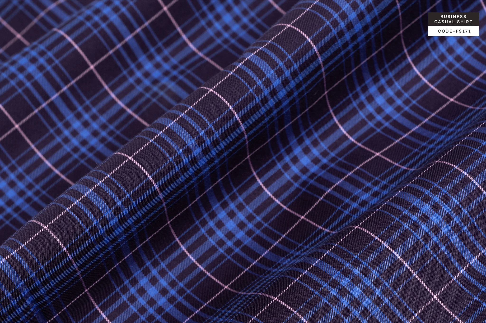 Retro Nightfall Blue Check Business Casual Shirt(FS171) - Image 3