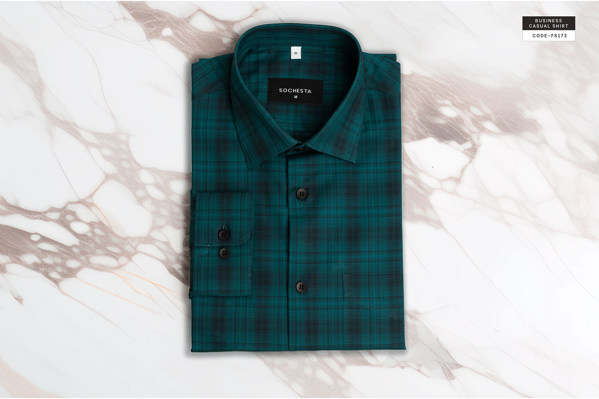 Greenfall Emerald Check Business Casual Shirt(FS173) - Image 2