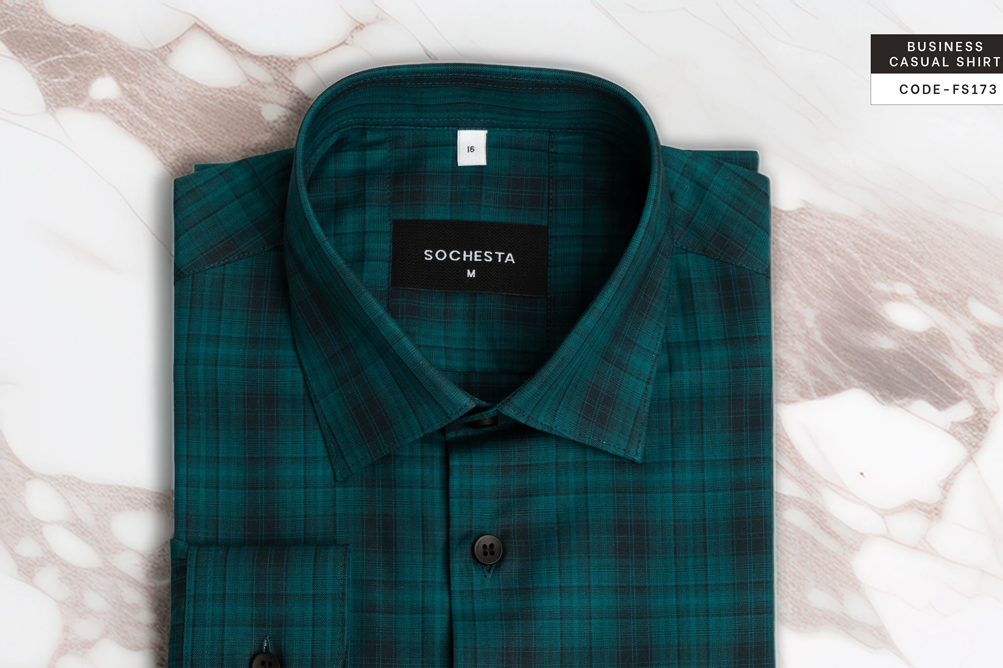 Greenfall Emerald Check Business Casual Shirt(FS173) - Image 5