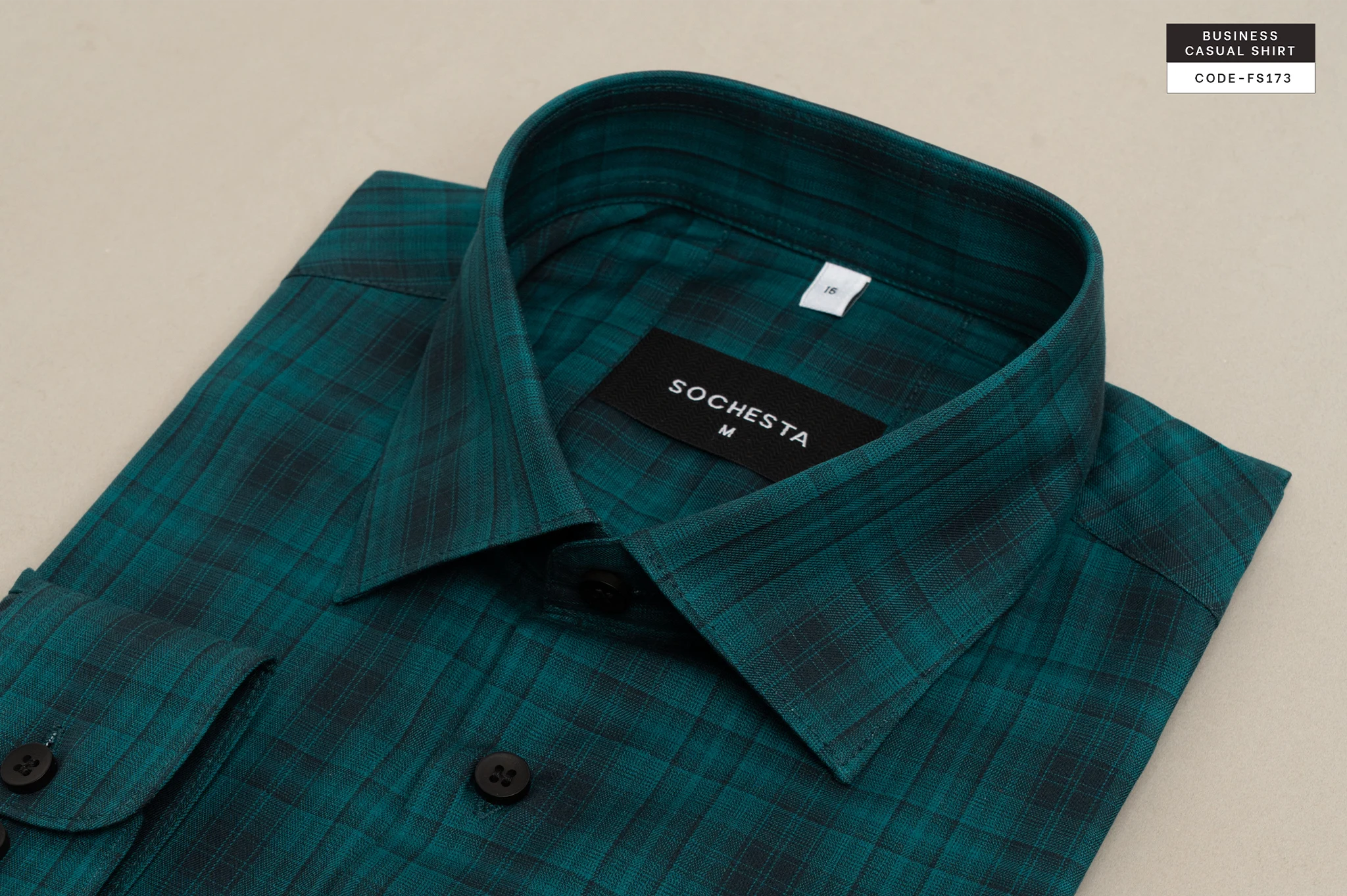 Greenfall Emerald Check Business Casual Shirt(FS173) - Image 8