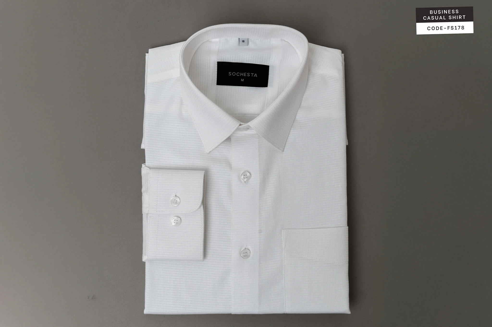 Pearl Grid Classic White Dobby Essential Shirt(FS178) - Image 2