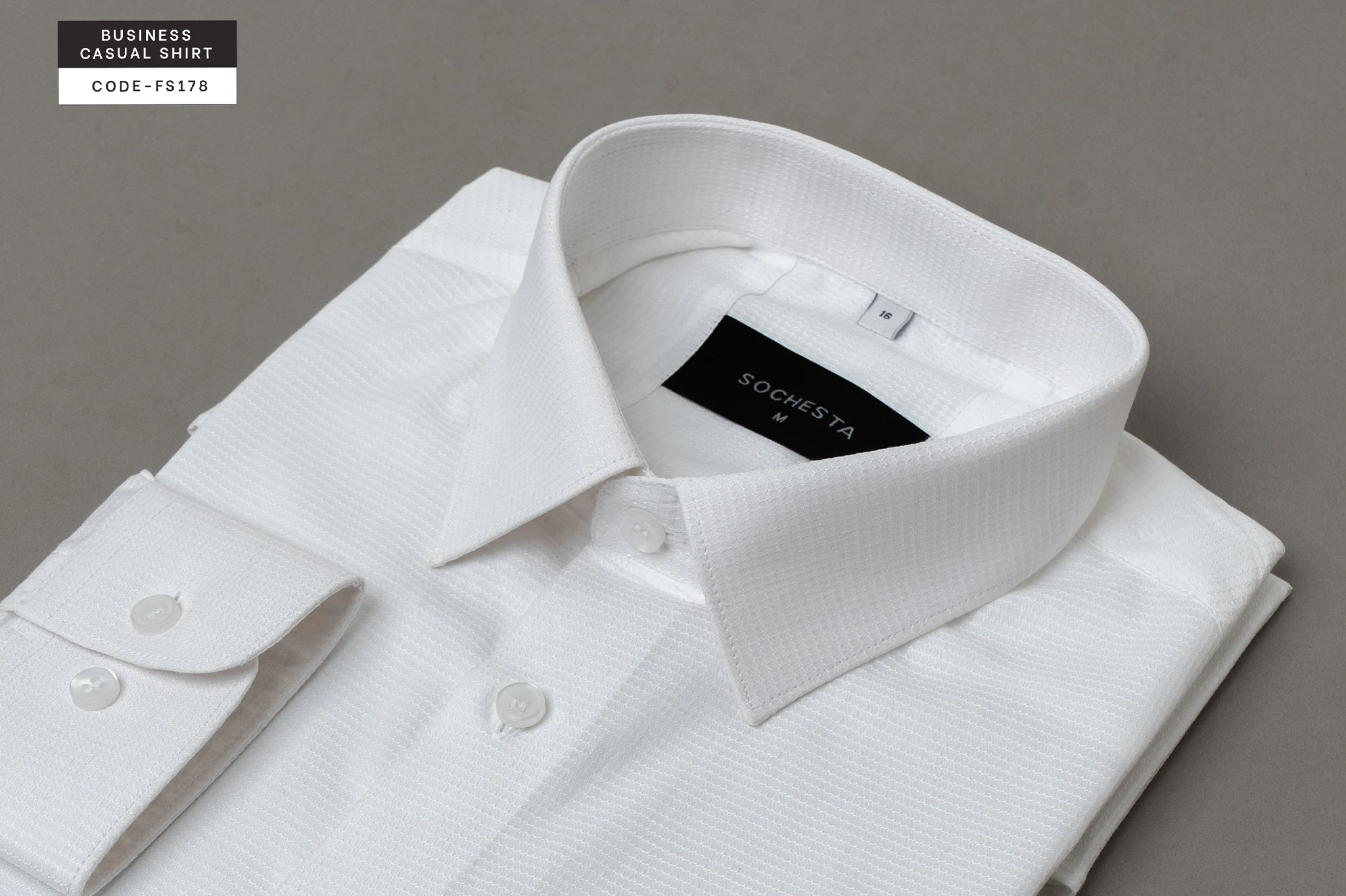 Pearl Grid Classic White Dobby Essential Shirt(FS178) - Image 8