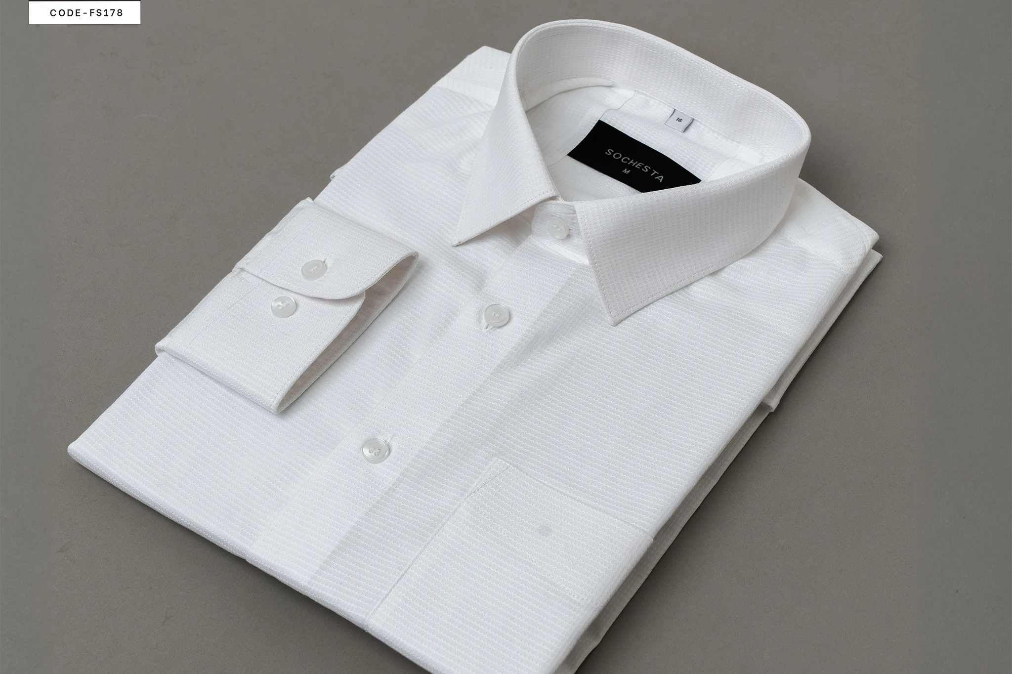 Pearl Grid Classic White Dobby Essential Shirt(FS178) - Image 7