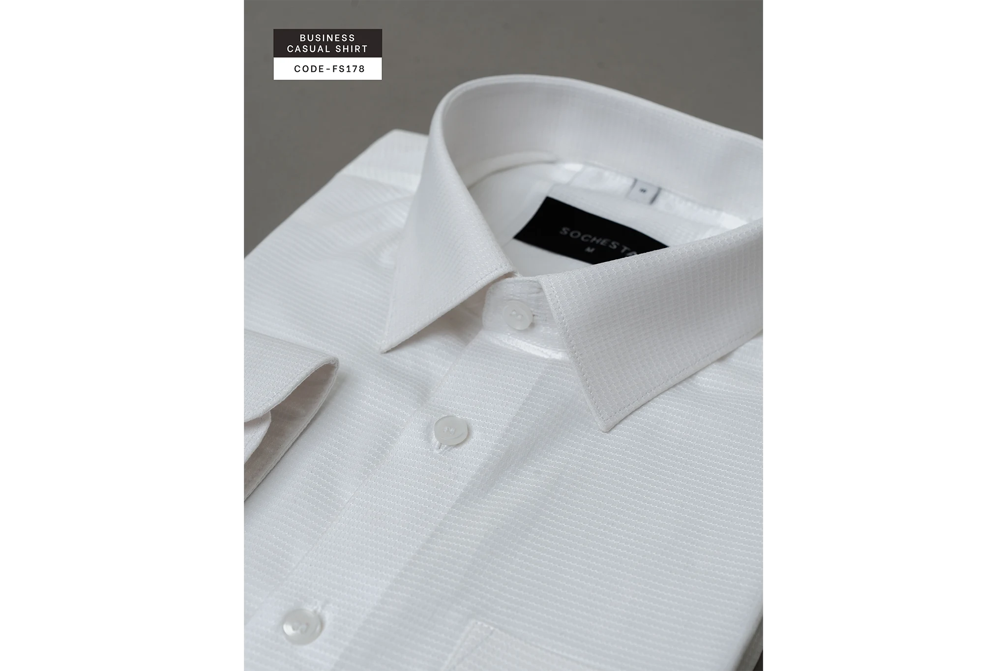 Pearl Grid Classic White Dobby Essential Shirt(FS178) - Image 5