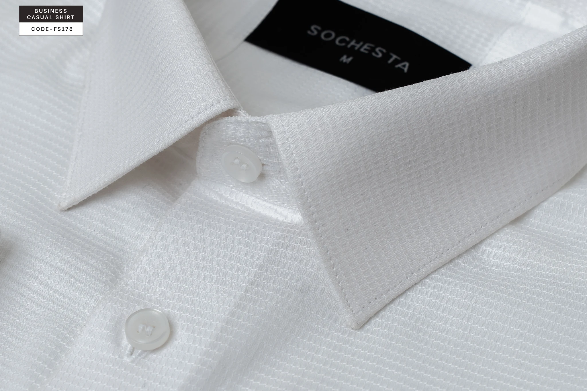 Pearl Grid Classic White Dobby Essential Shirt(FS178)
