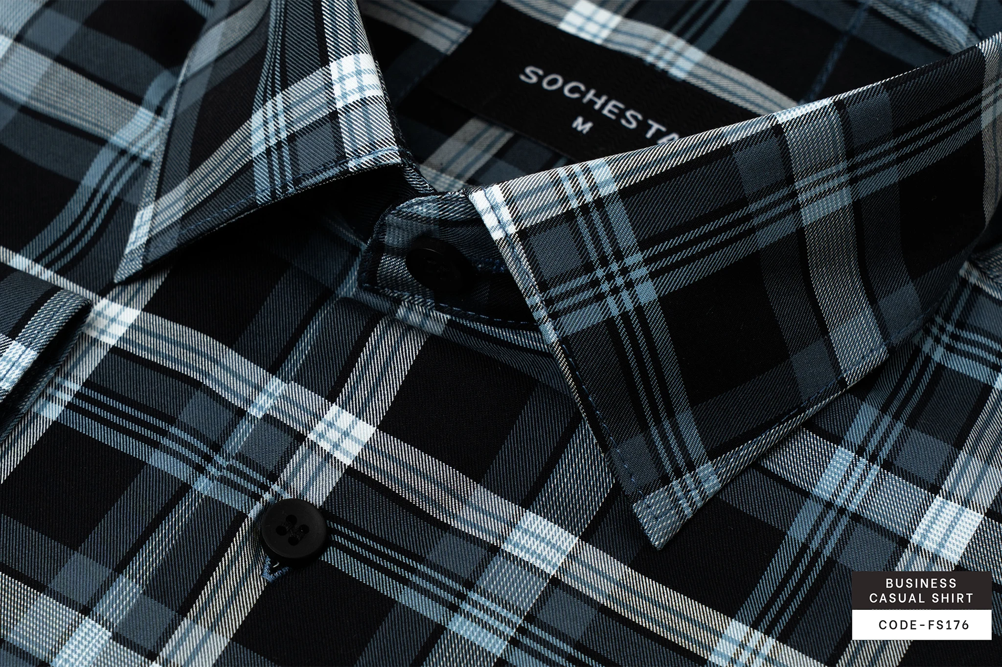 Metro Graphite Check Business Casual Shirt(FS176)