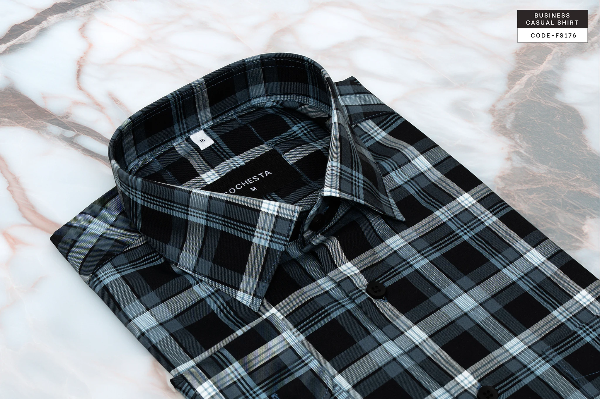 Metro Graphite Check Business Casual Shirt(FS176) - Image 3