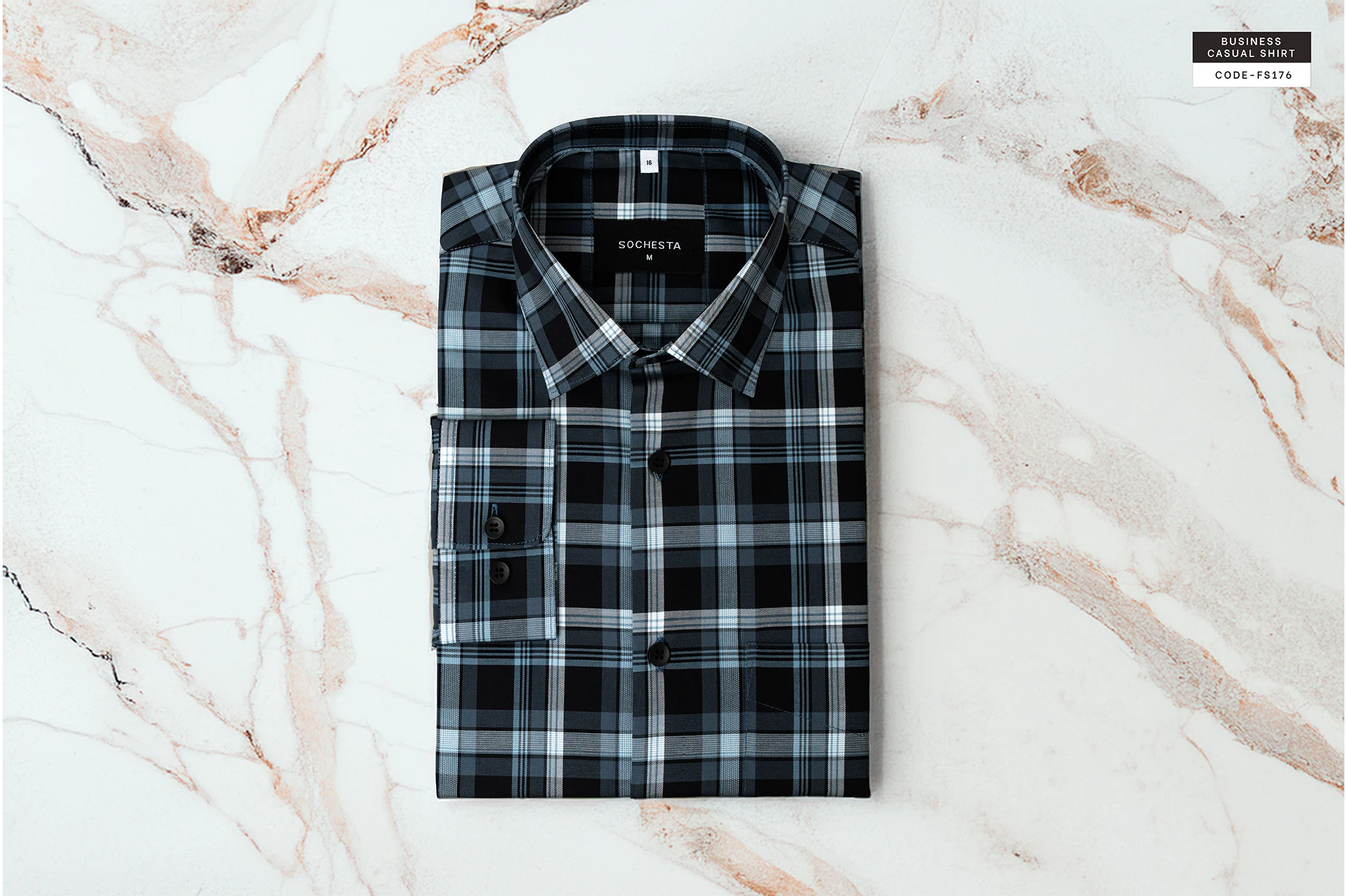 Metro Graphite Check Business Casual Shirt(FS176) - Image 2