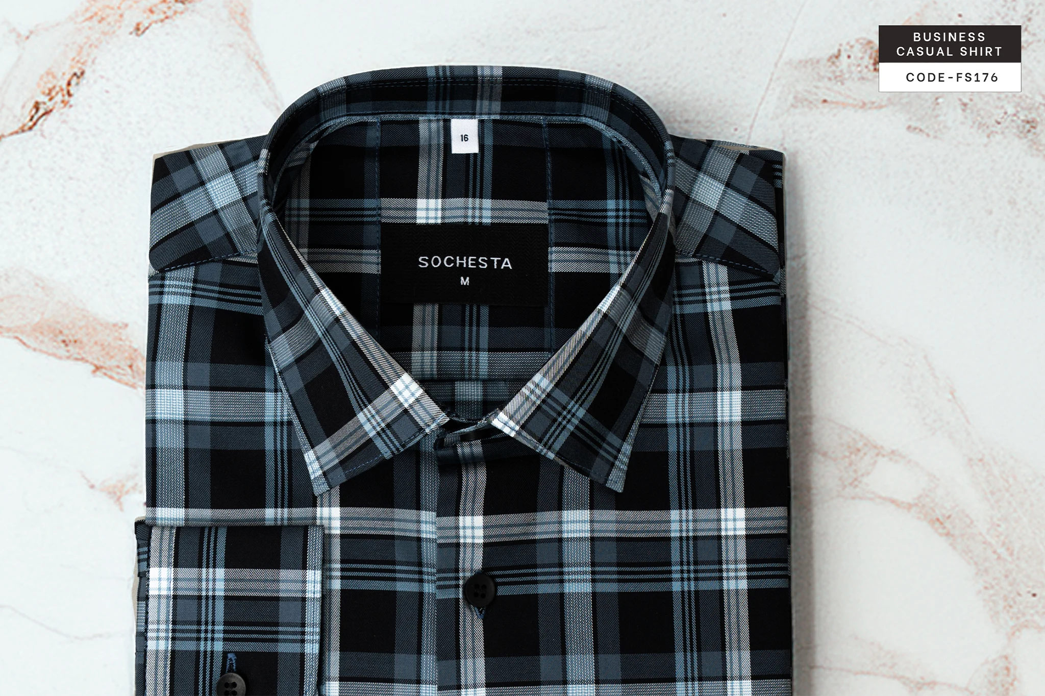 Metro Graphite Check Business Casual Shirt(FS176) - Image 4