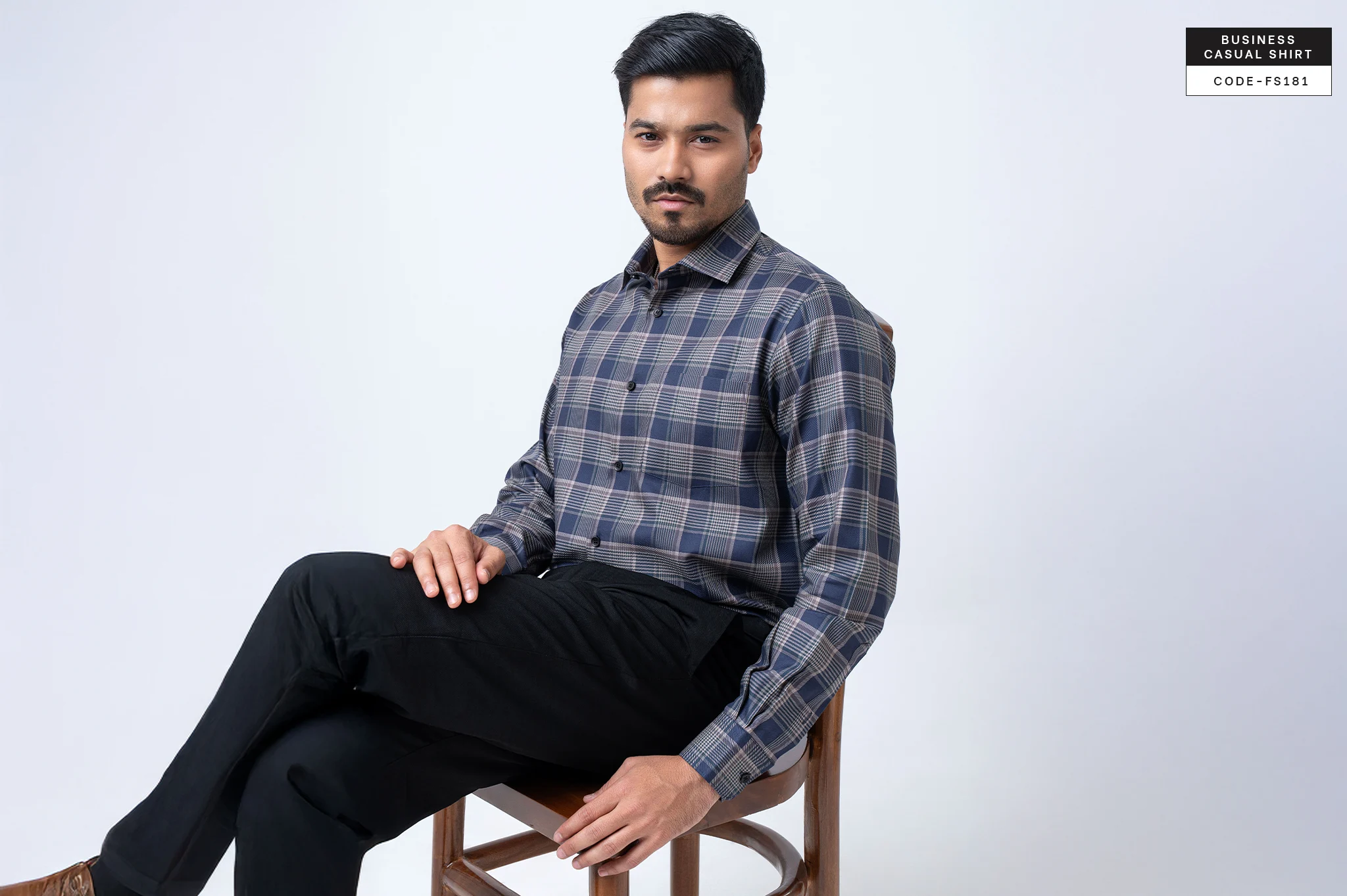 Frosted Blue Monarch Houndstooth Shirt(FS181) - Image 6