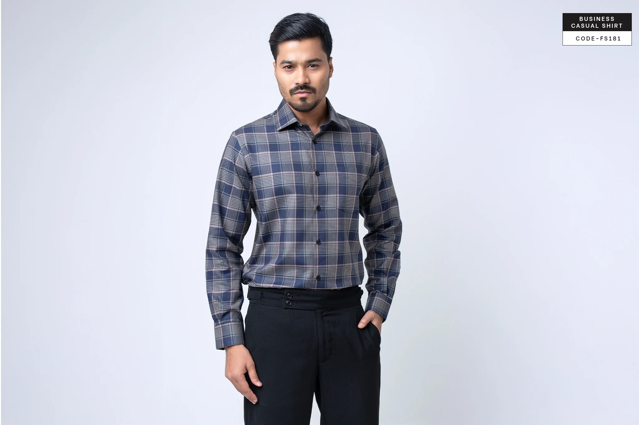 Frosted Blue Monarch Houndstooth Shirt(FS181) - Image 3