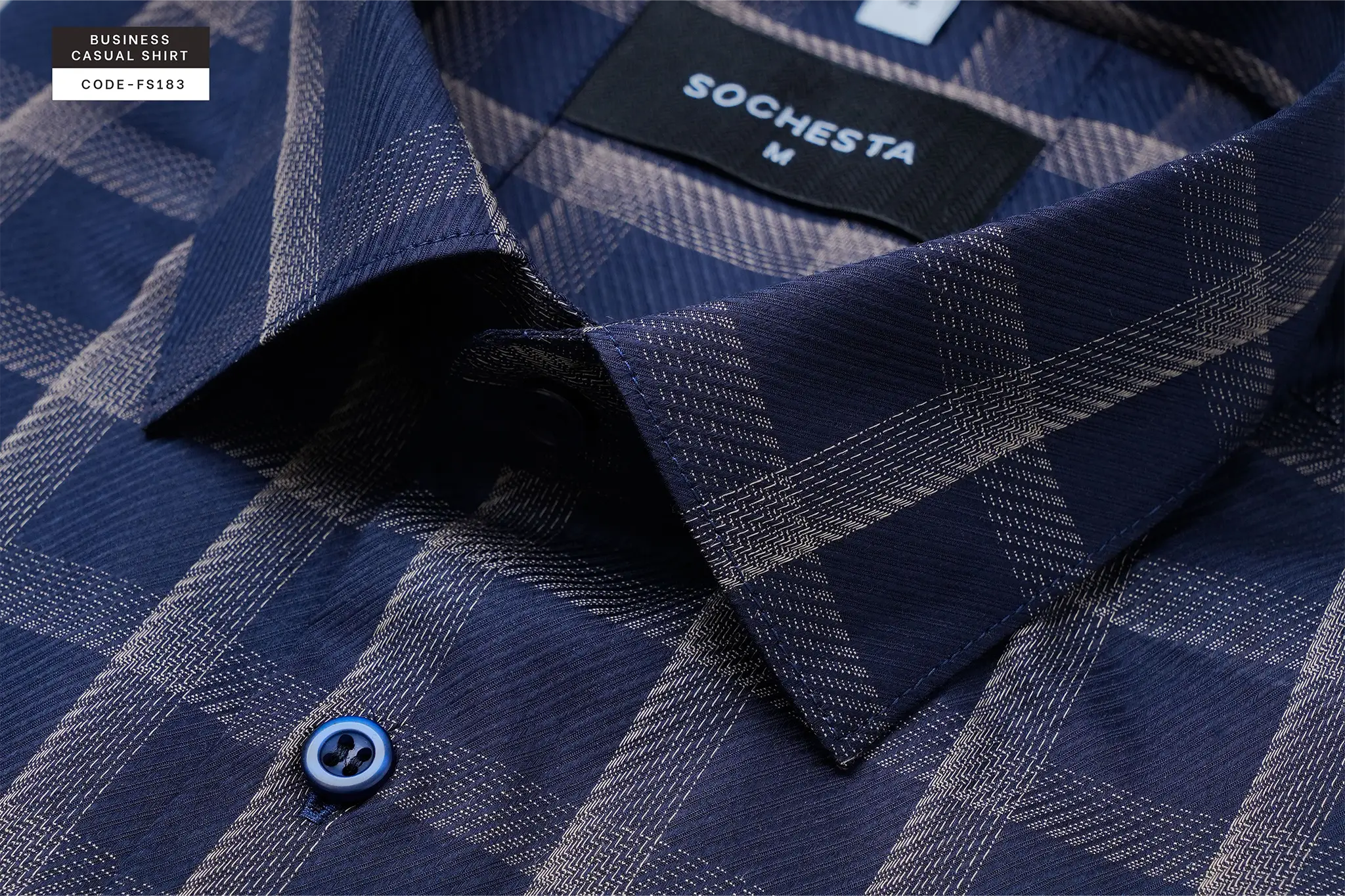 MazeRunner Navy Blue Golden Check Twill Shirt(FS183)