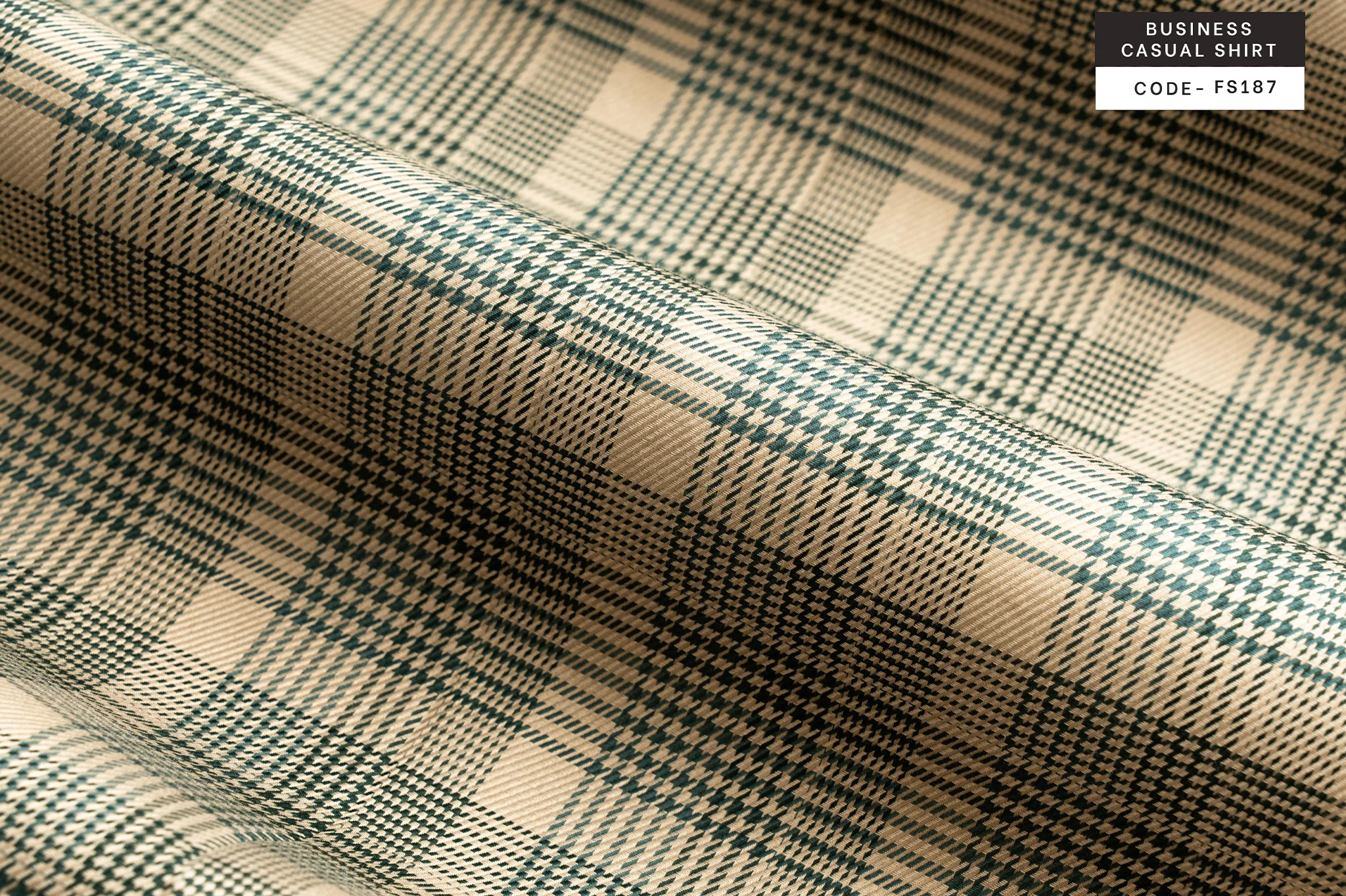 Warm Taupe Golden Sand Houndstooth Check Shirt(FS187) - Image 3