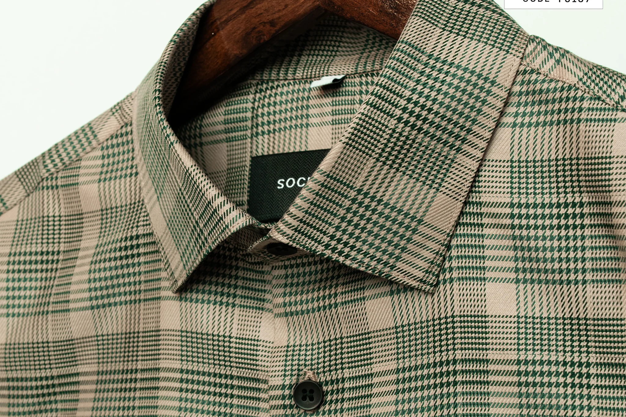 Warm Taupe Golden Sand Houndstooth Check Shirt(FS187) - Image 9