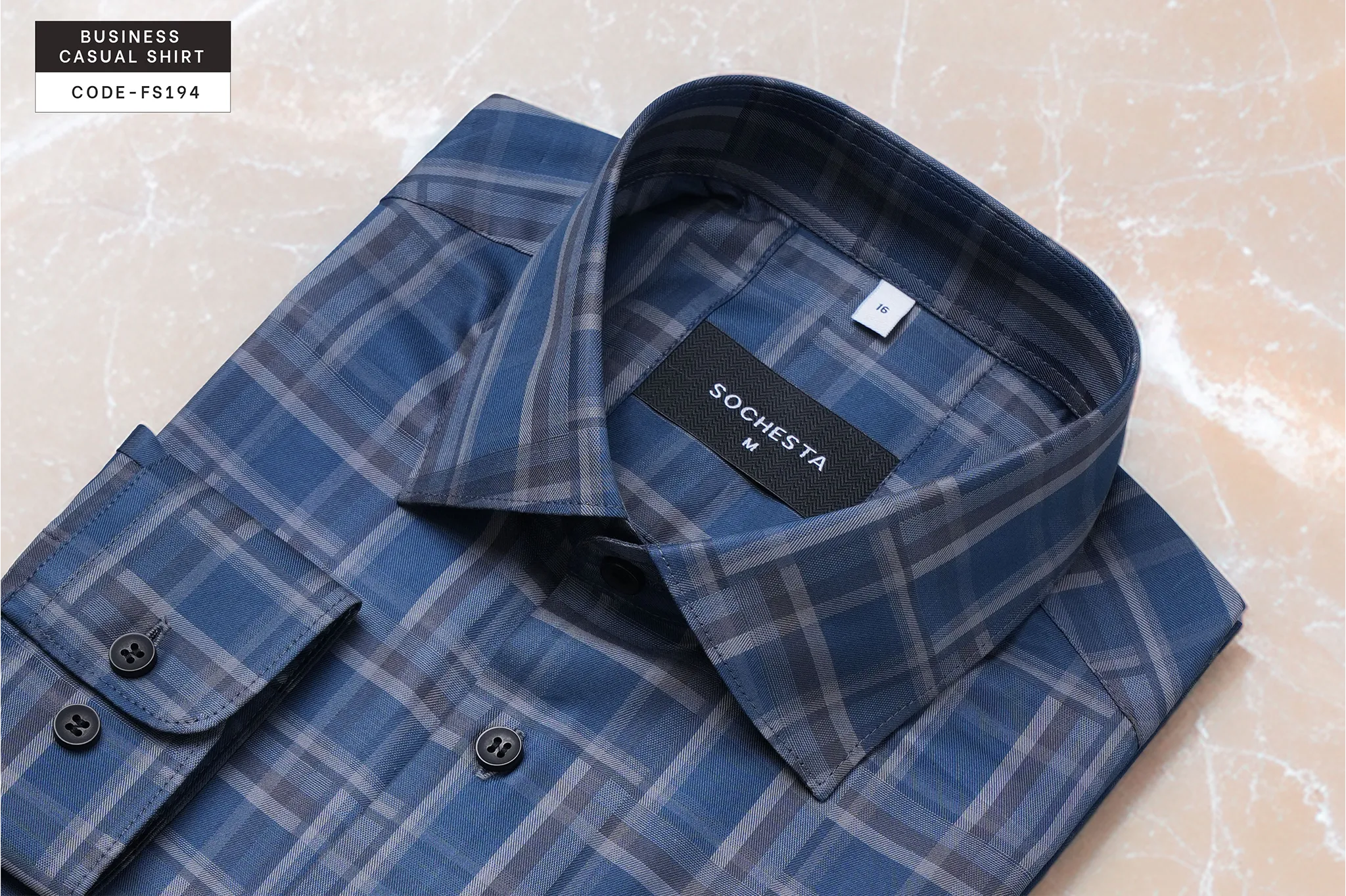 Kingsford Blue Slate Check Shirt(FS194) - Image 3