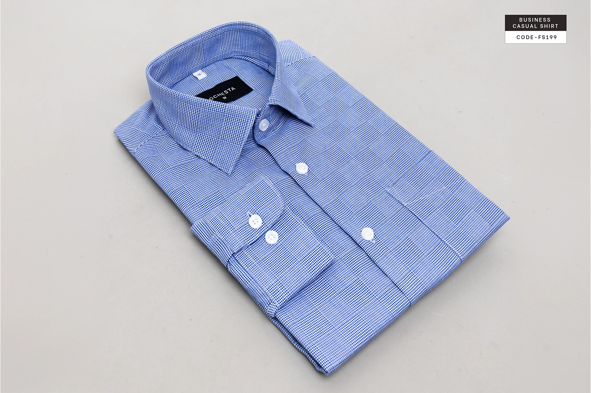 Light Denim Blue Microfloral Shirt(FS199) - Image 2