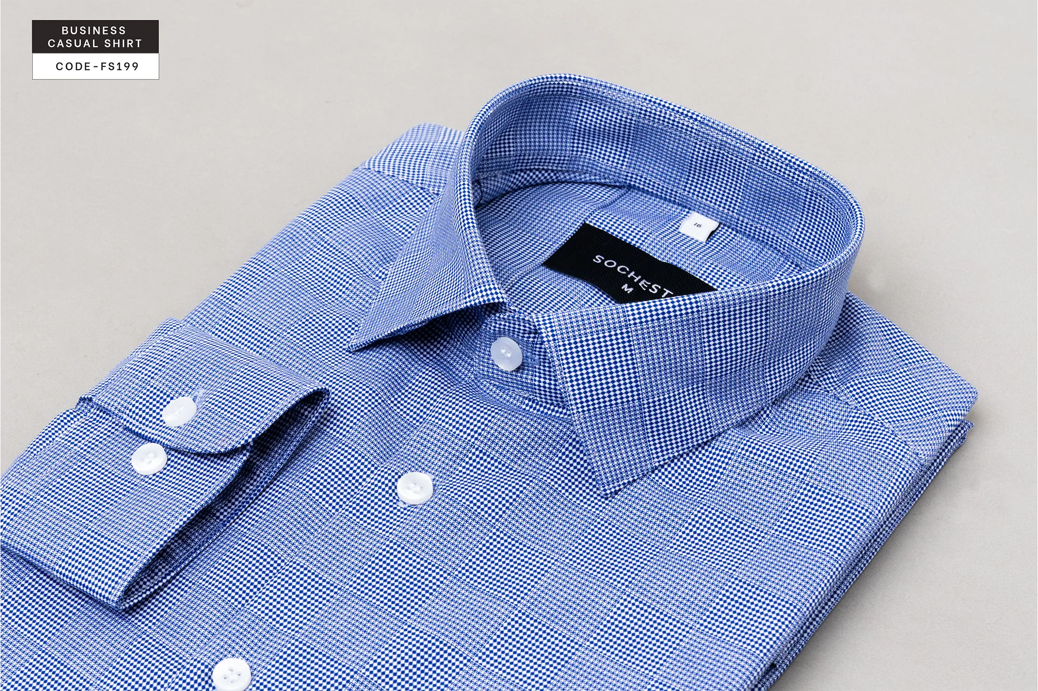 Light Denim Blue Microfloral Shirt(FS199) - Image 3