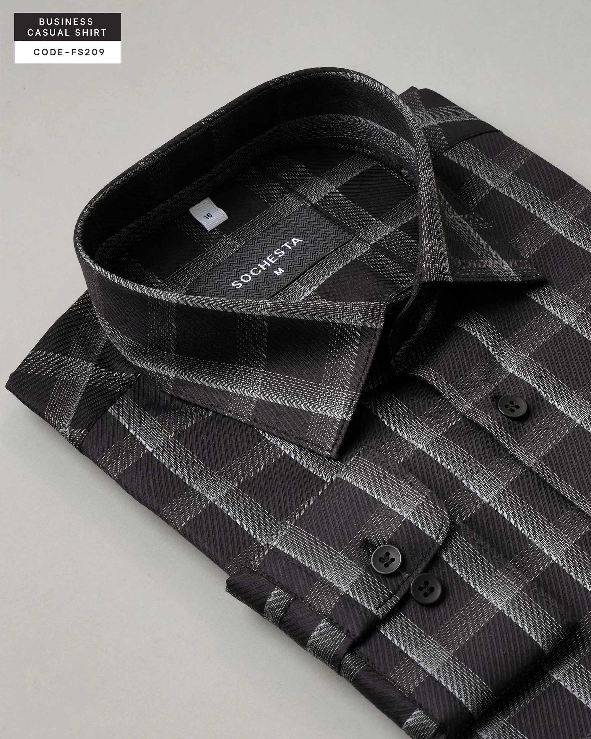 MazeRunner Black Grey Check Twill Shirt(FS209) - Image 5