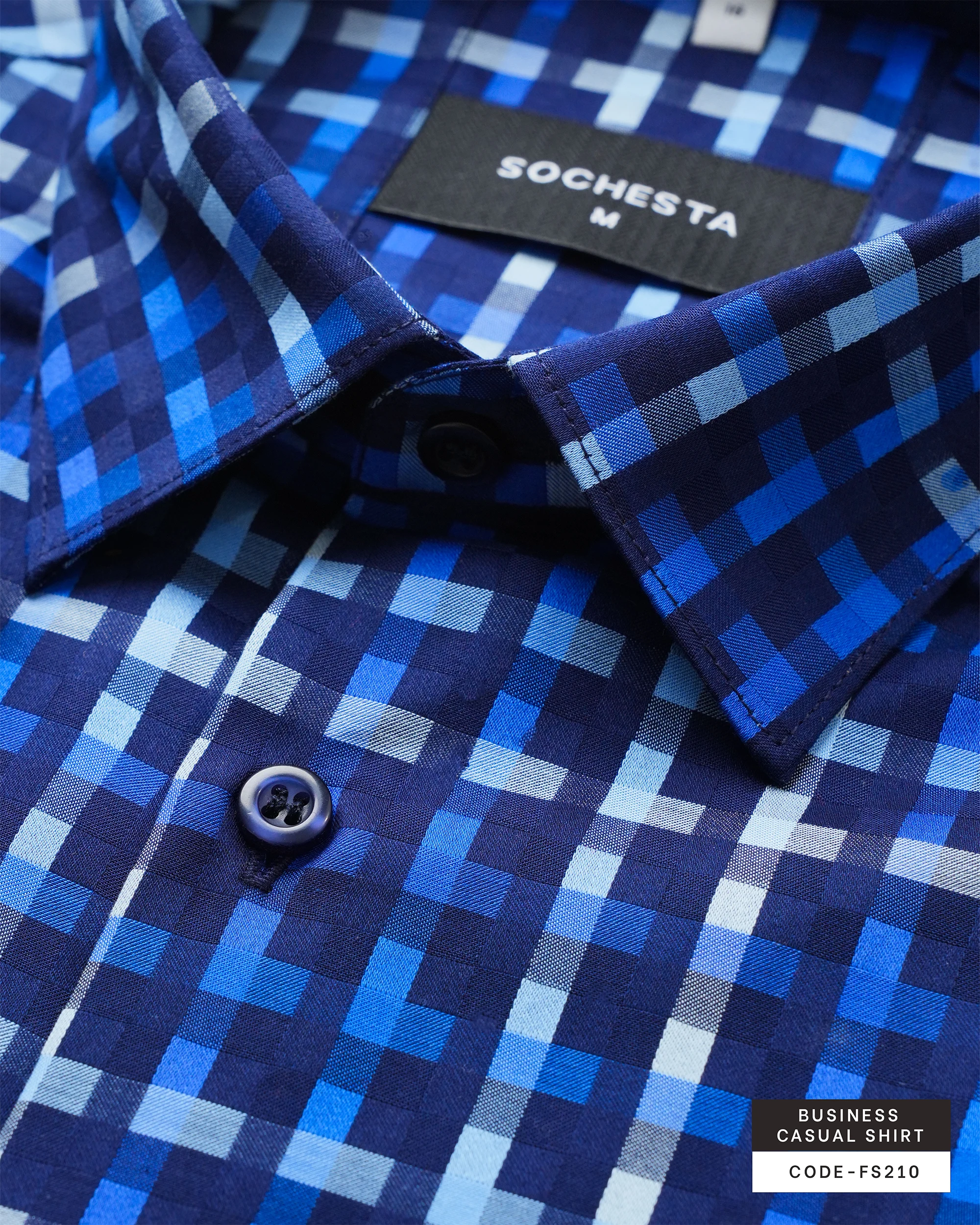 Royal Cobalt Blue Plaid Shirt(FS210)