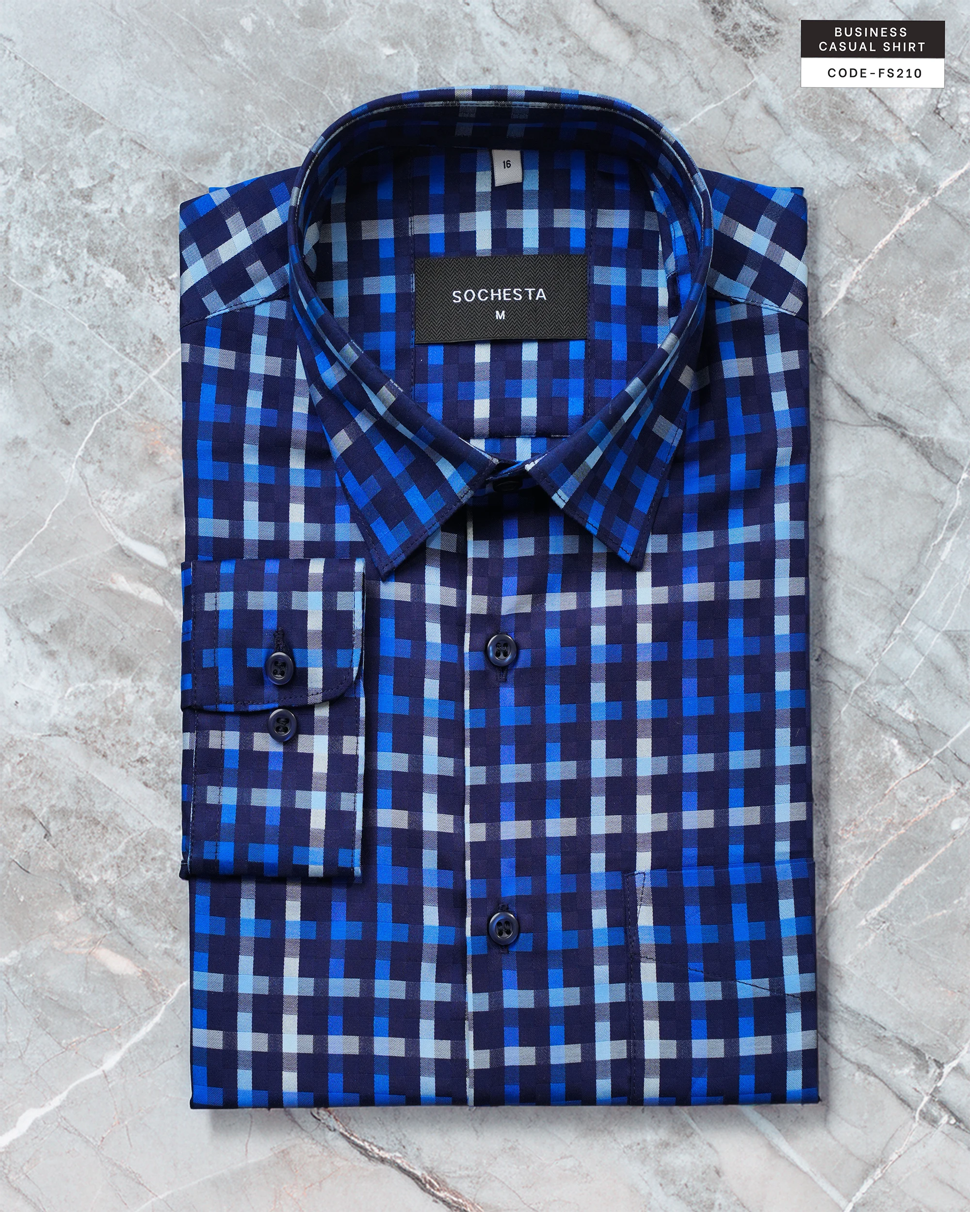 Royal Cobalt Blue Plaid Shirt(FS210) - Image 2