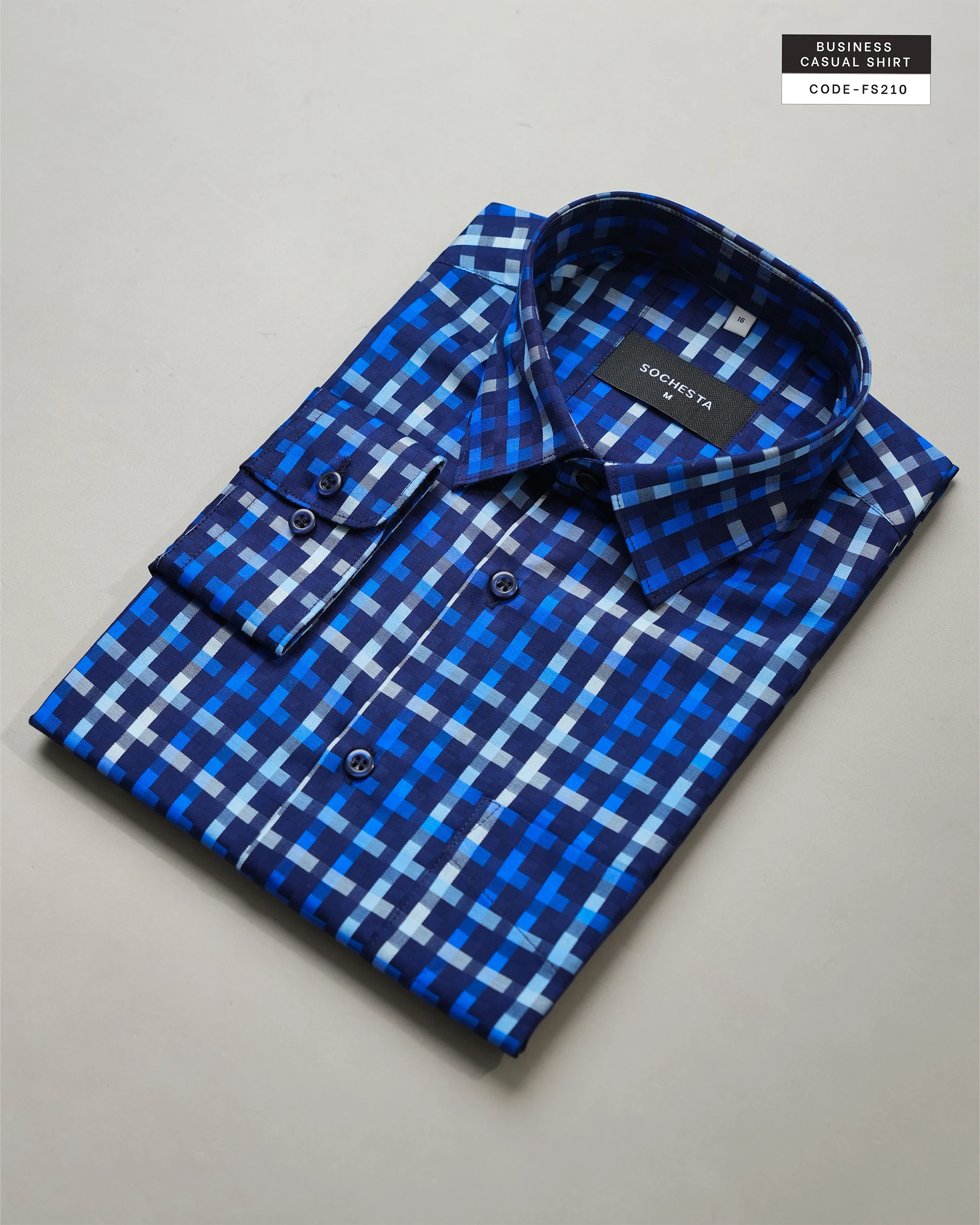Royal Cobalt Blue Plaid Shirt(FS210) - Image 4