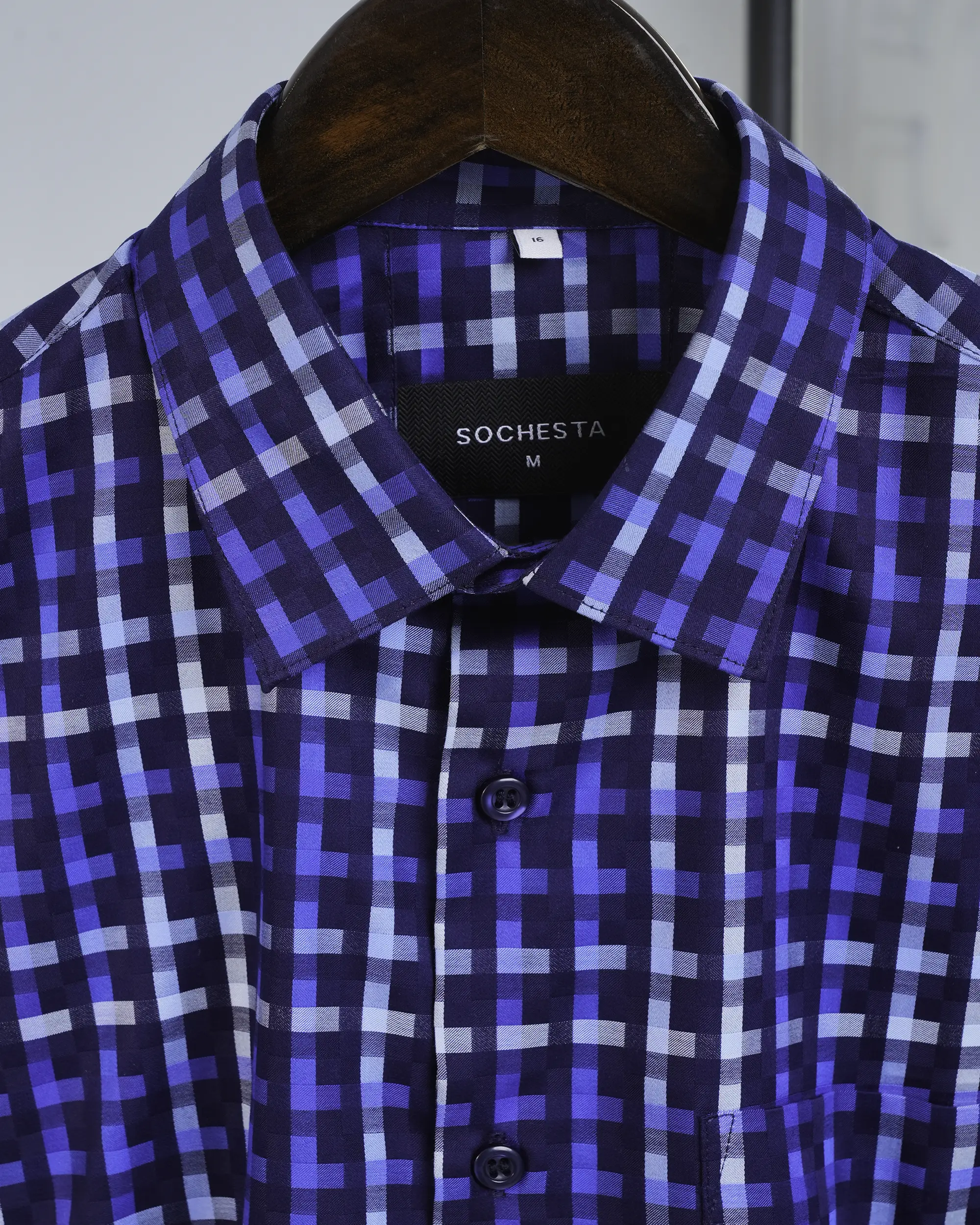 Royal Cobalt Blue Plaid Shirt(FS210) - Image 6