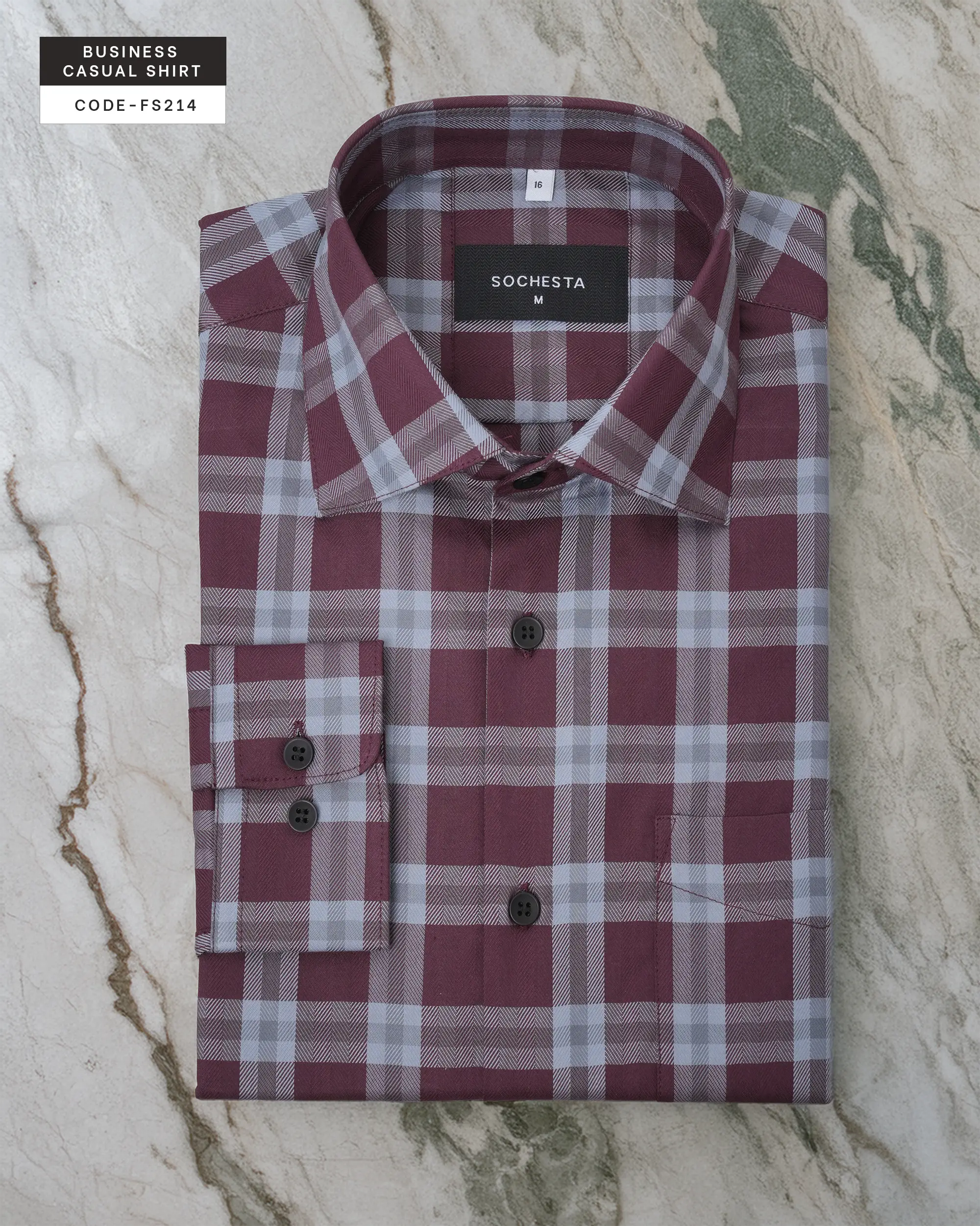 Soft Mahogany Check Herringbone Shirt(FS214) - Image 2