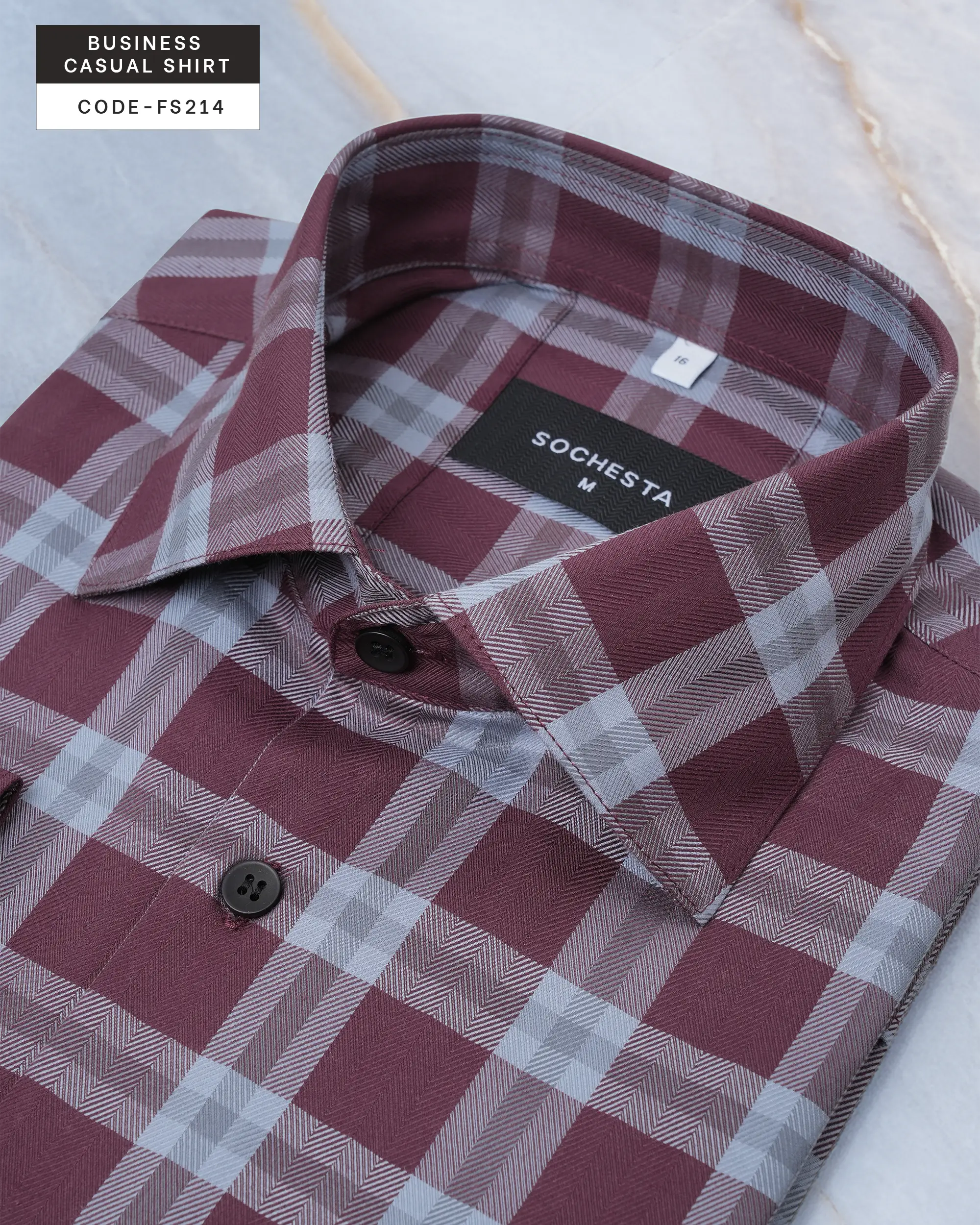 Soft Mahogany Check Herringbone Shirt(FS214) - Image 3