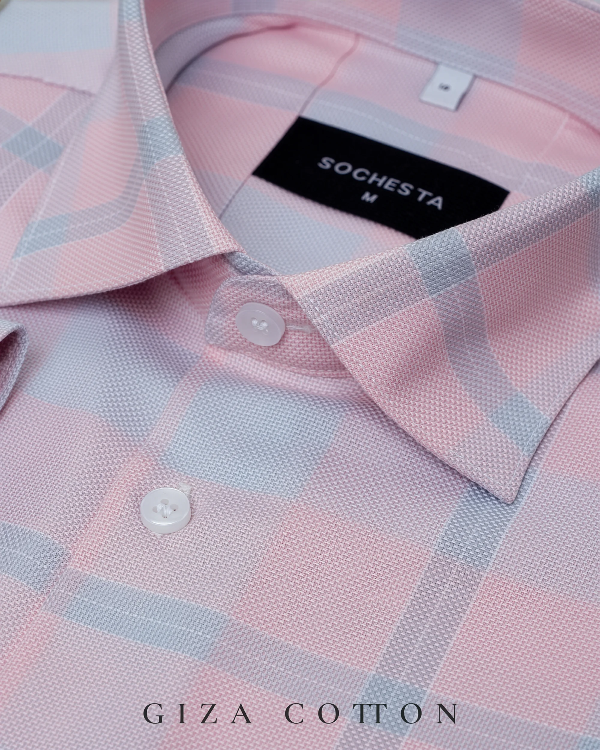 Pastel Pink Giza Cotton Check Shirt(FS218)
