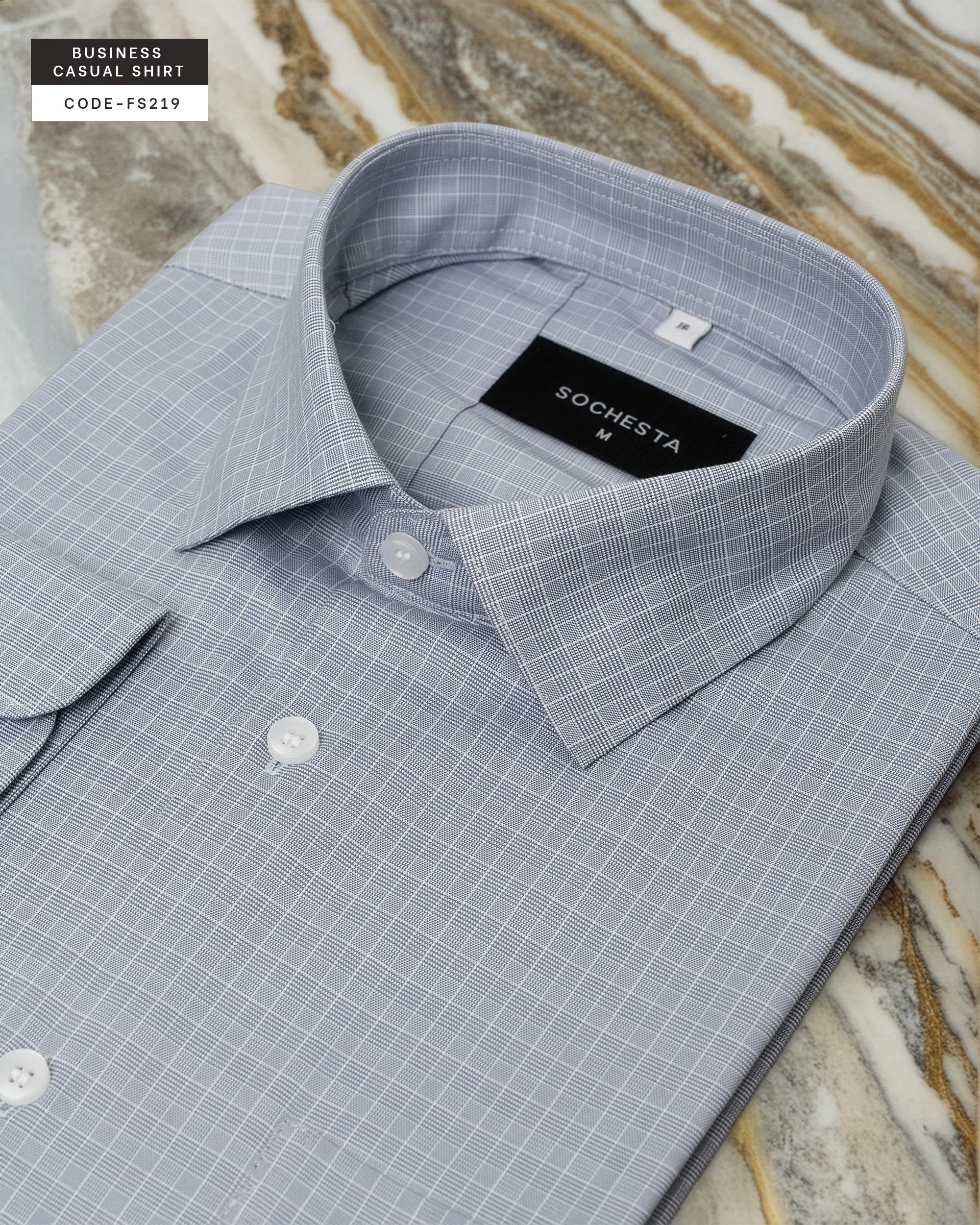 Sterling Light Water Grey Check Shirt(FS219) - Image 6
