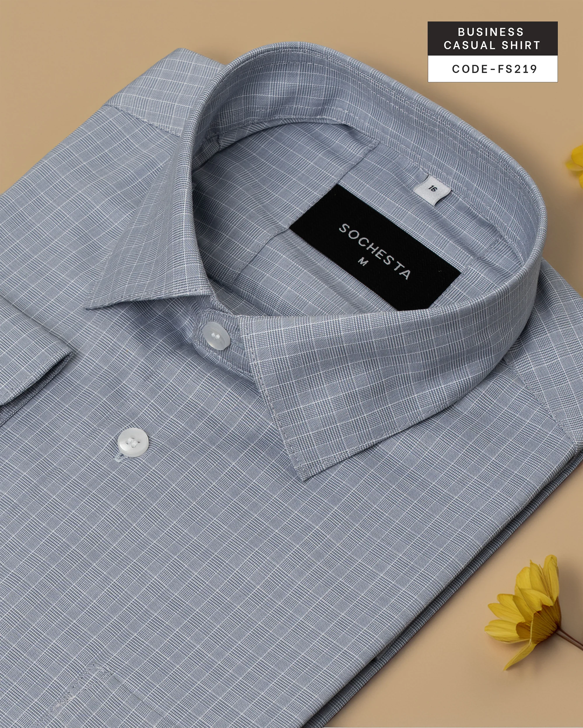Sterling Light Water Grey Check Shirt(FS219) - Image 3