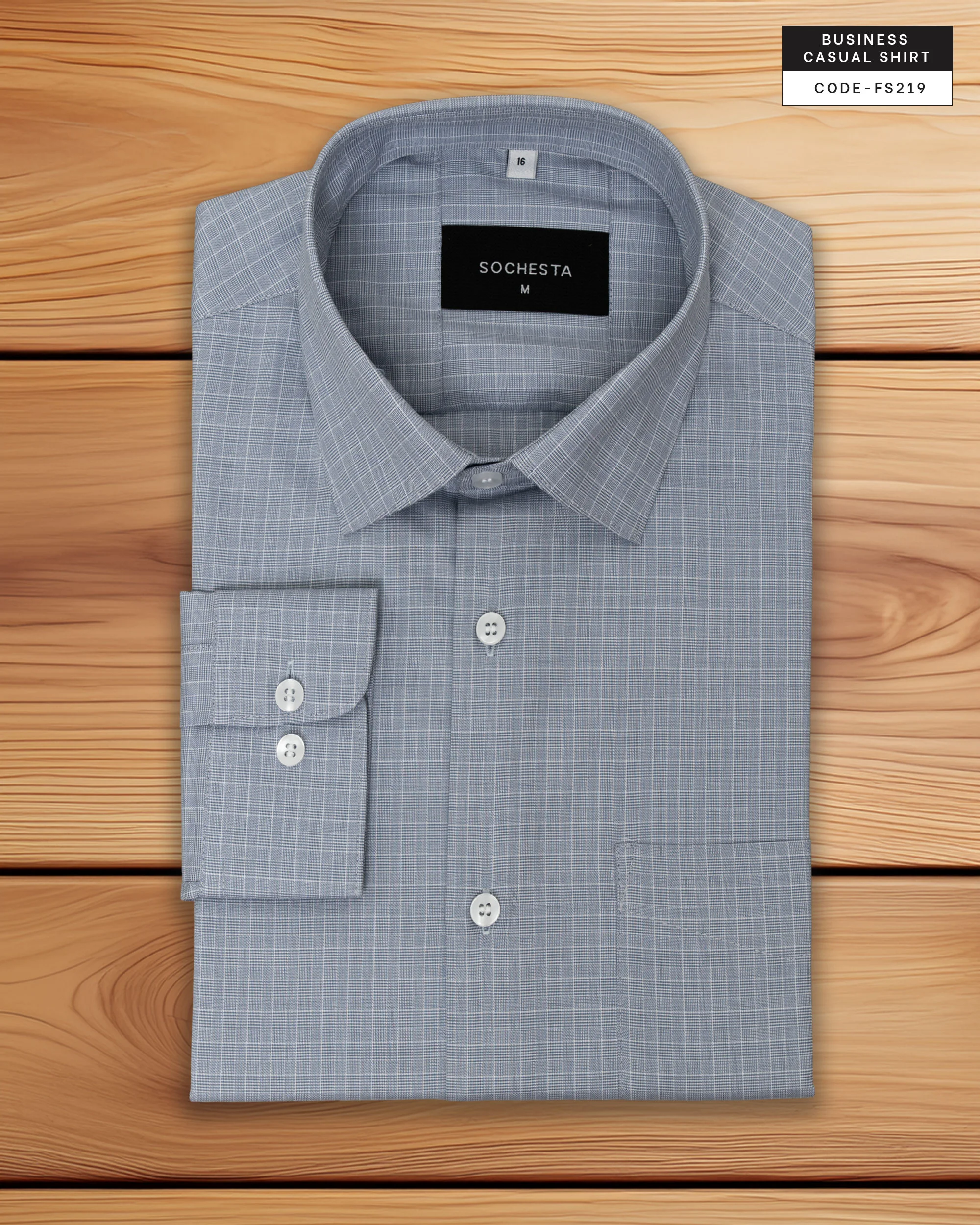 Sterling Light Water Grey Check Shirt(FS219) - Image 2