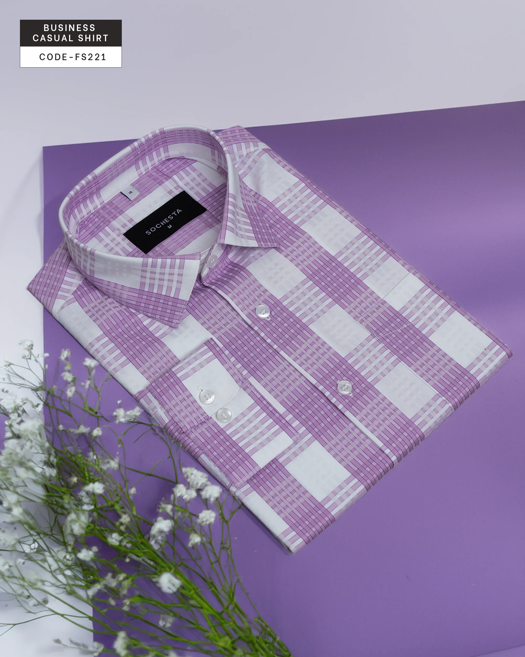 Orchid Grid Office Check Shirt(FS221) - Image 4