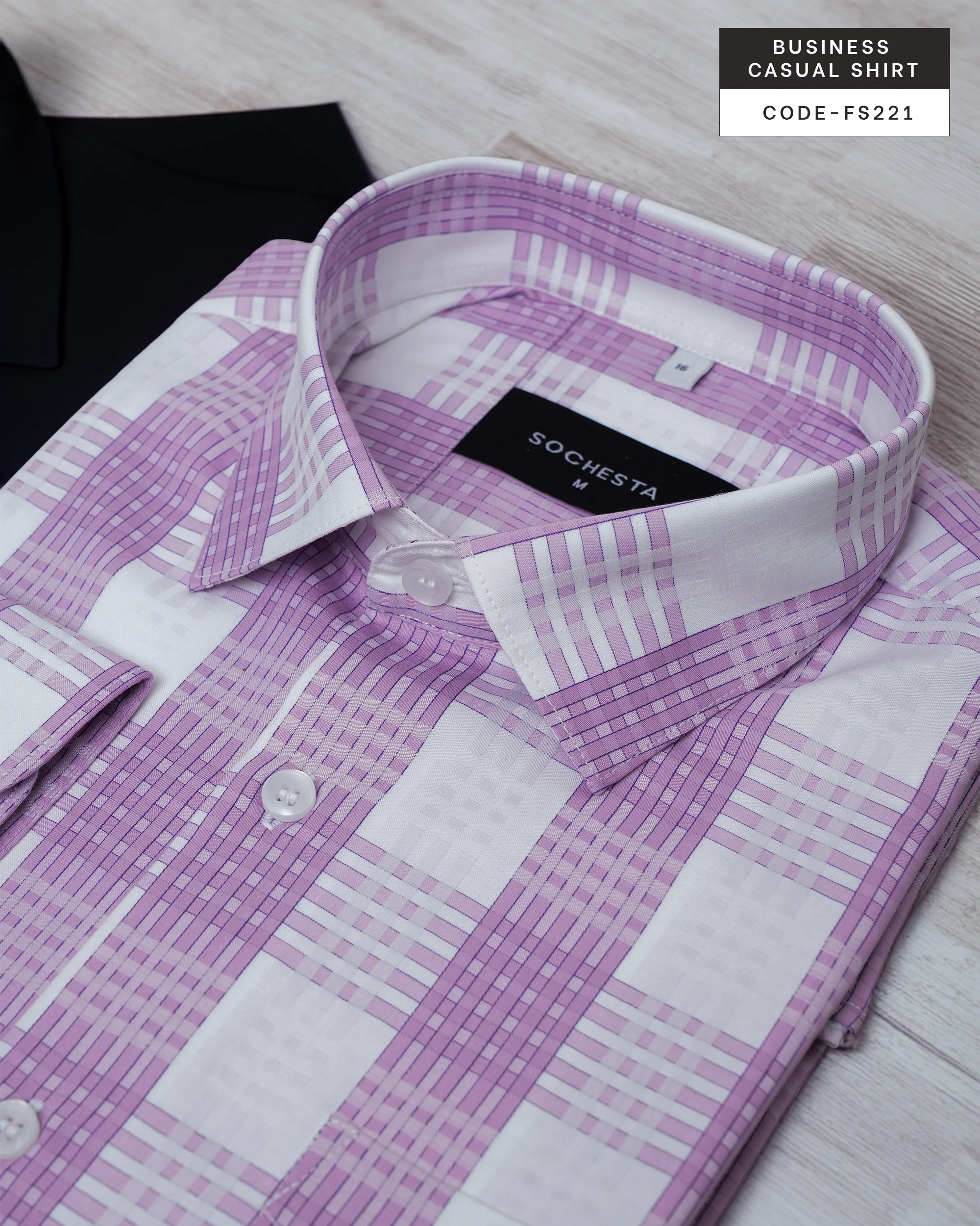 Orchid Grid Office Check Shirt(FS221) - Image 3