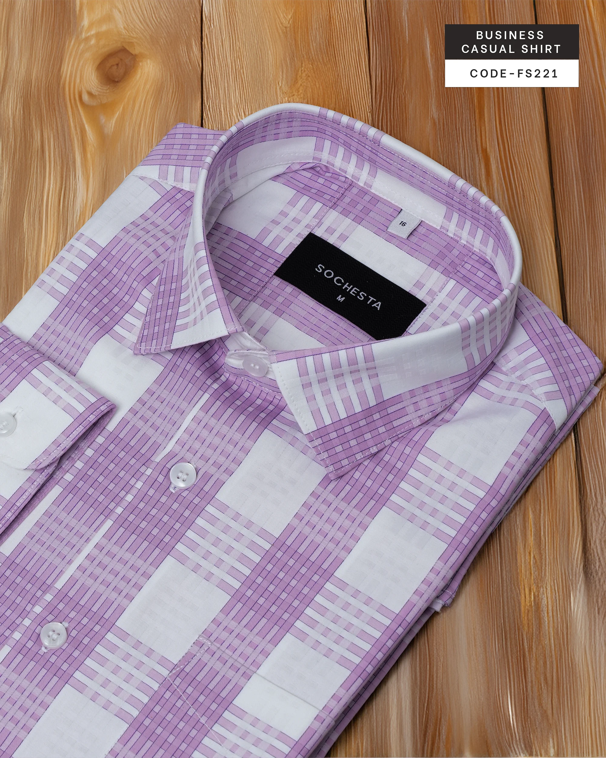 Orchid Grid Office Check Shirt(FS221) - Image 5