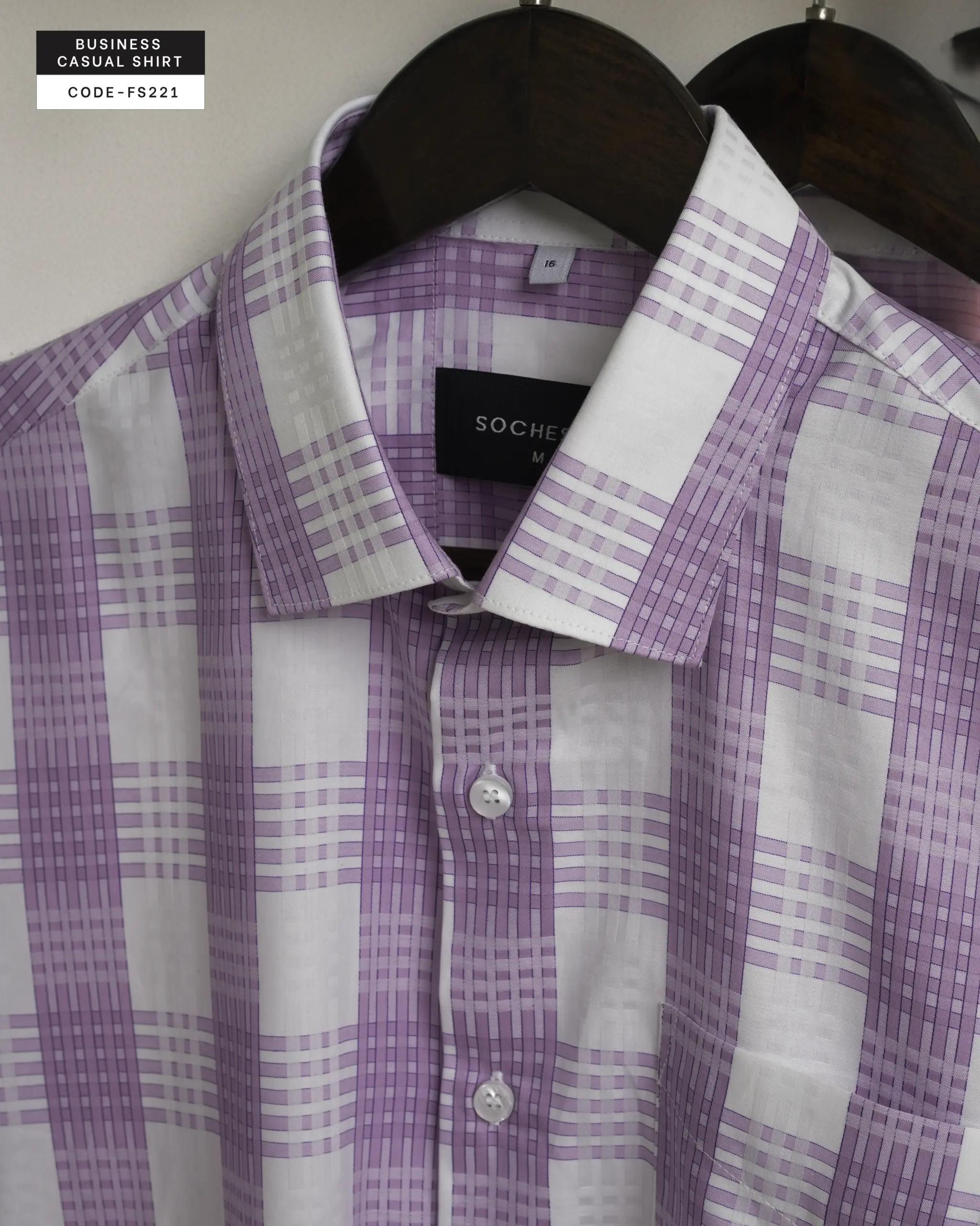 Orchid Grid Office Check Shirt(FS221) - Image 3