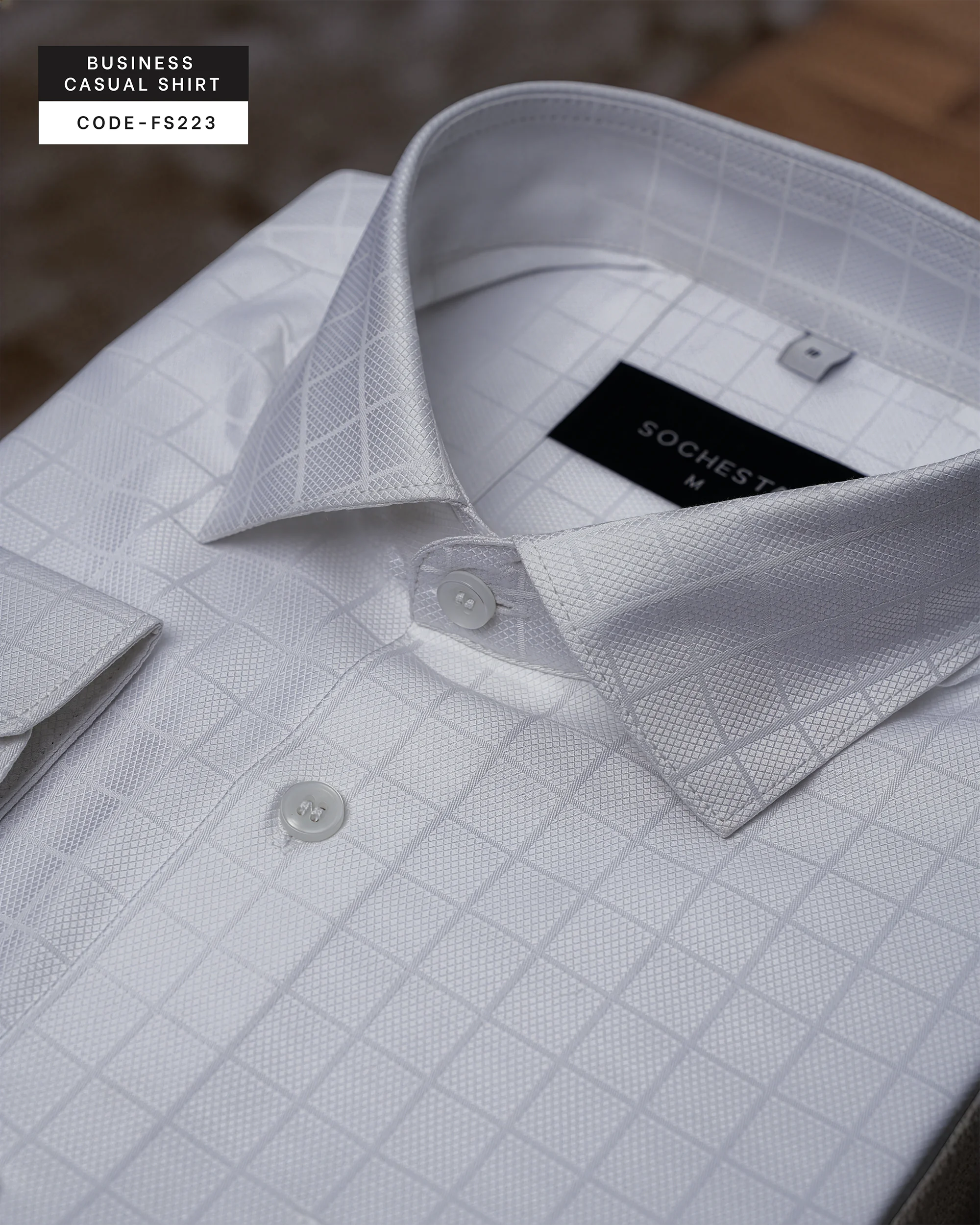White Diamond Weave Check Shirt(FS223) - Image 3