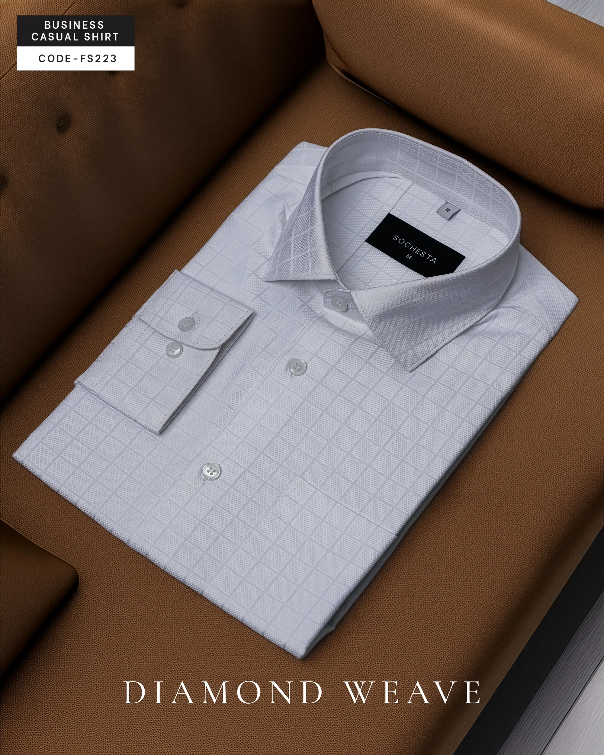 White Diamond Weave Check Shirt(FS223) - Image 5