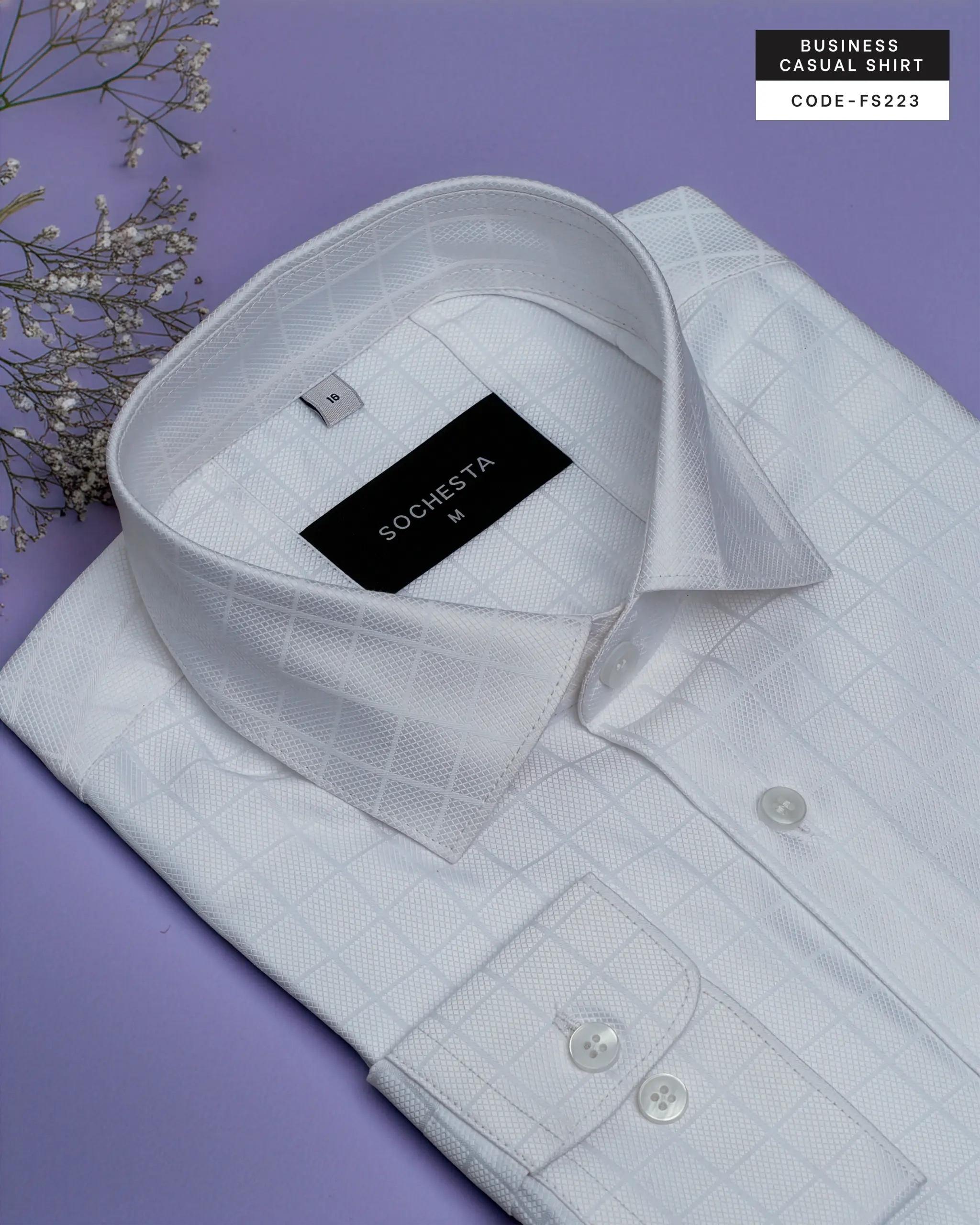 White Diamond Weave Check Shirt(FS223) - Image 4