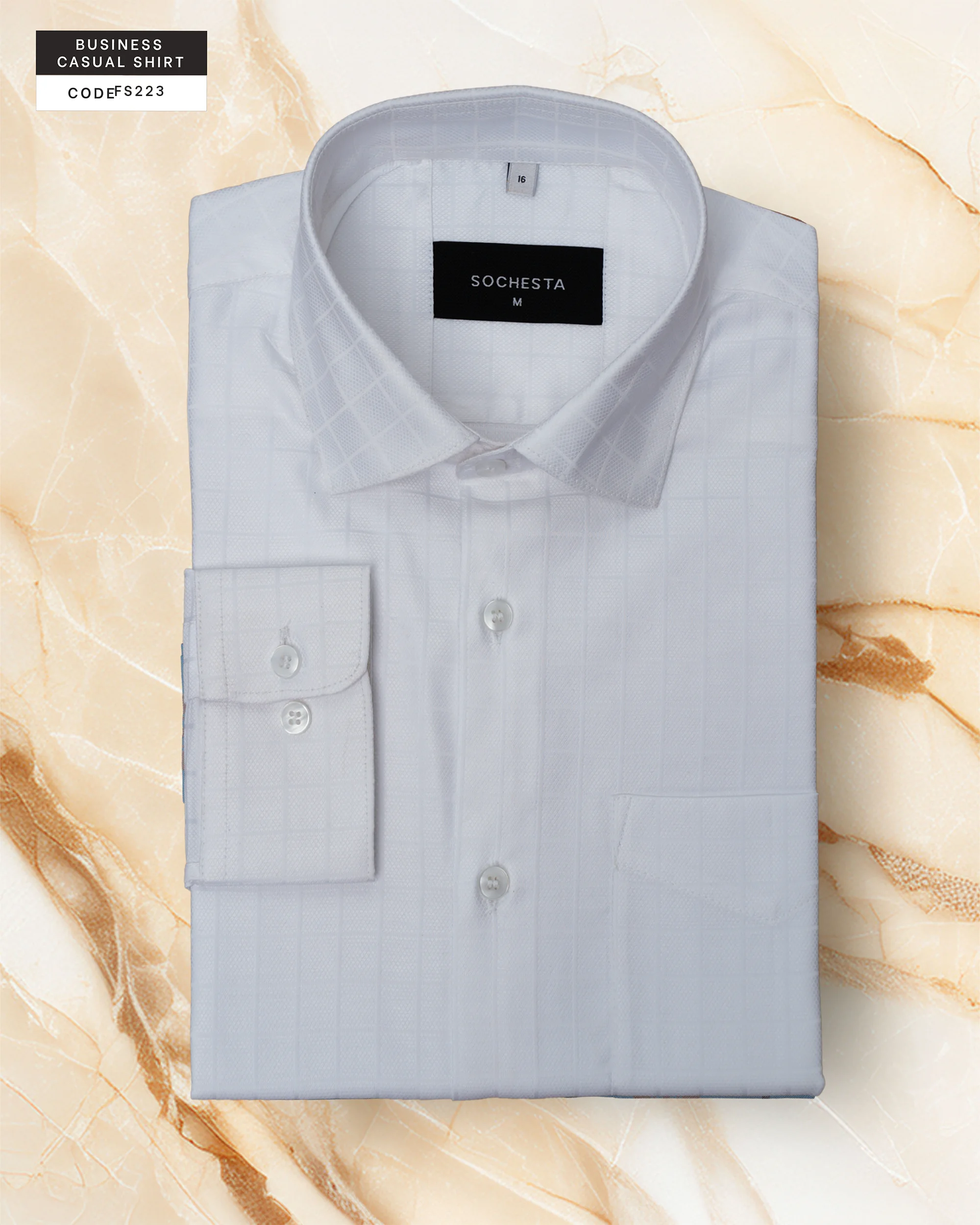 White Diamond Weave Check Shirt(FS223) - Image 2